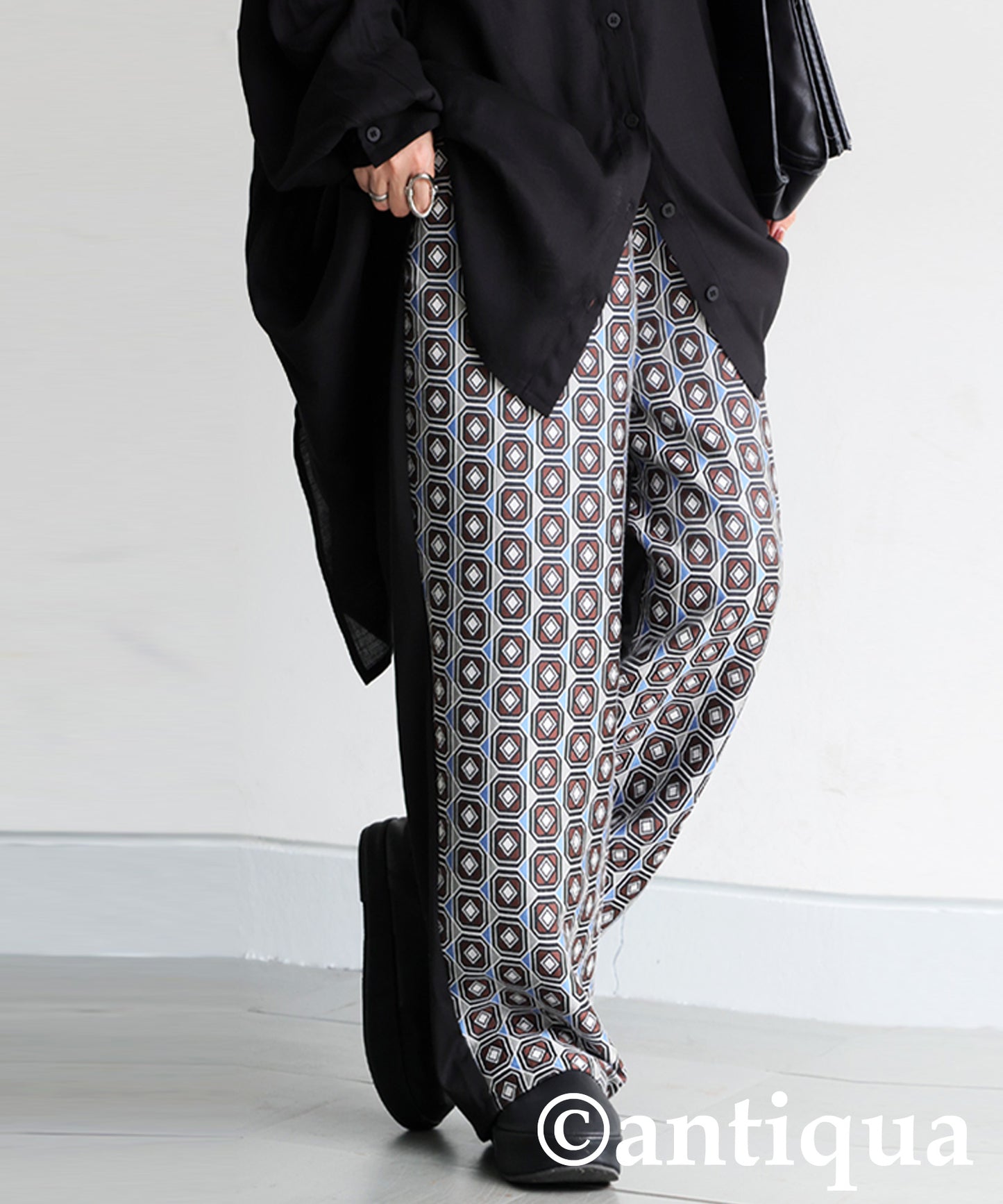 Geometric Patterned Easy Pants Ladies