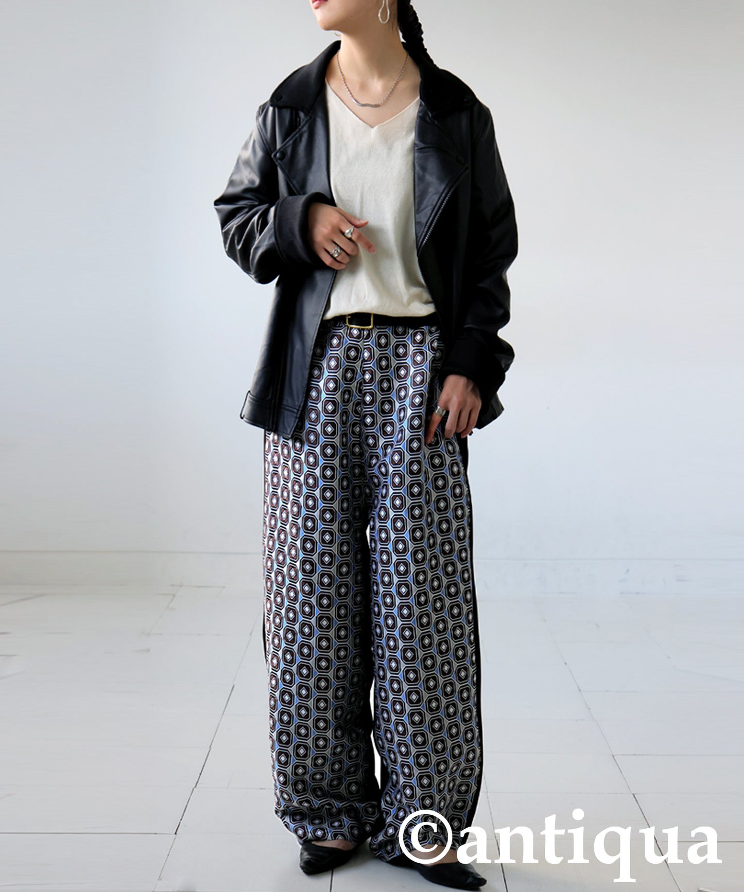 Geometric Patterned Easy Pants Ladies