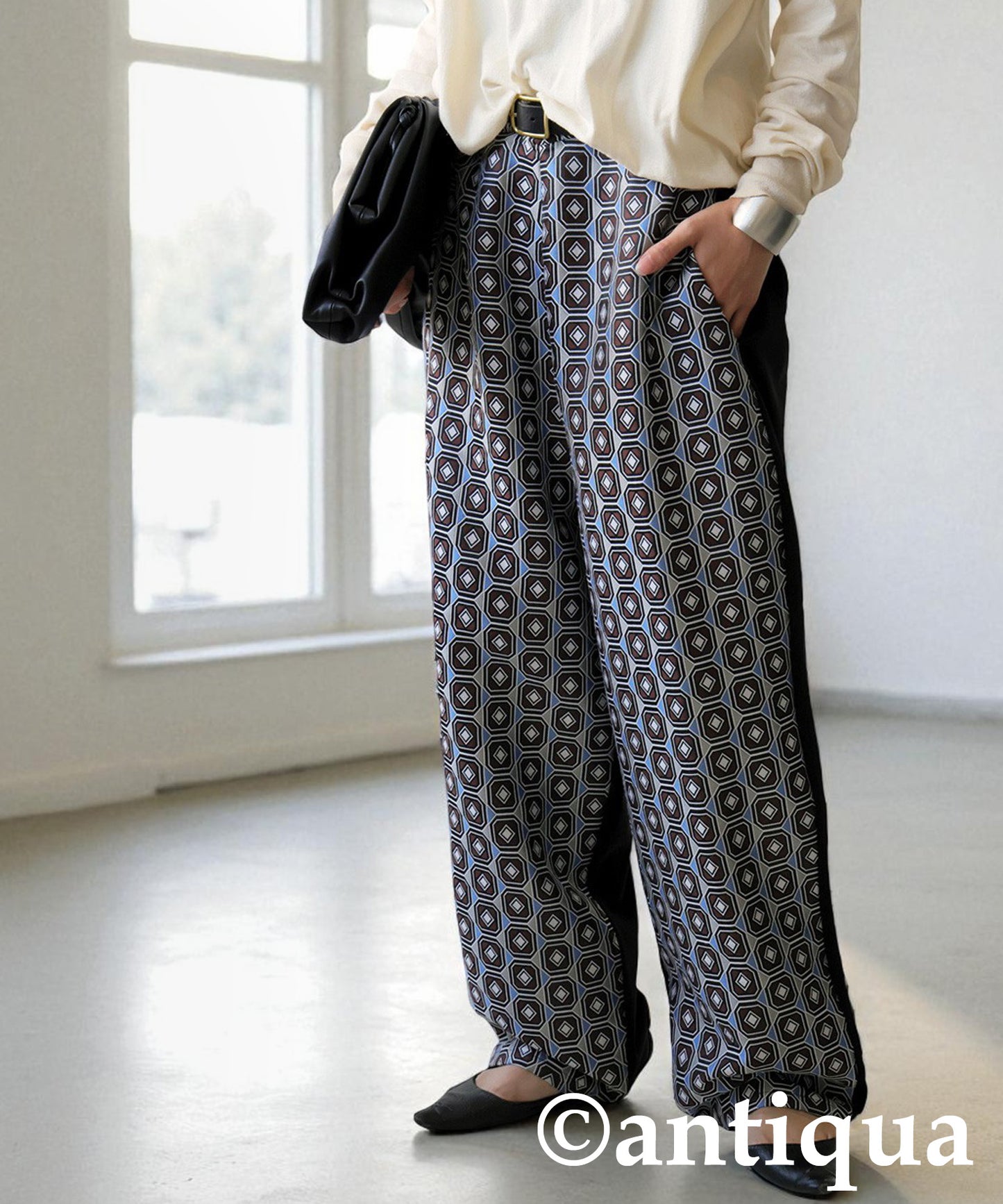 Geometric Patterned Easy Pants Ladies