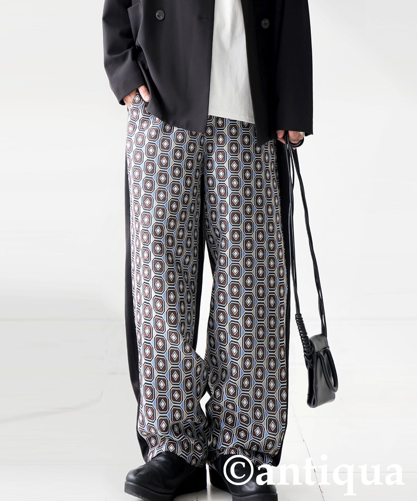 Geometric Patterned Easy Pants Men's