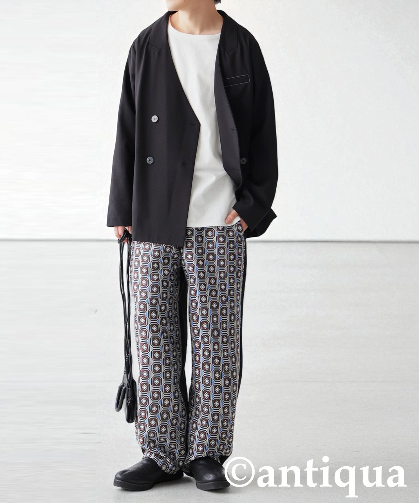Geometric Patterned Easy Pants Men's