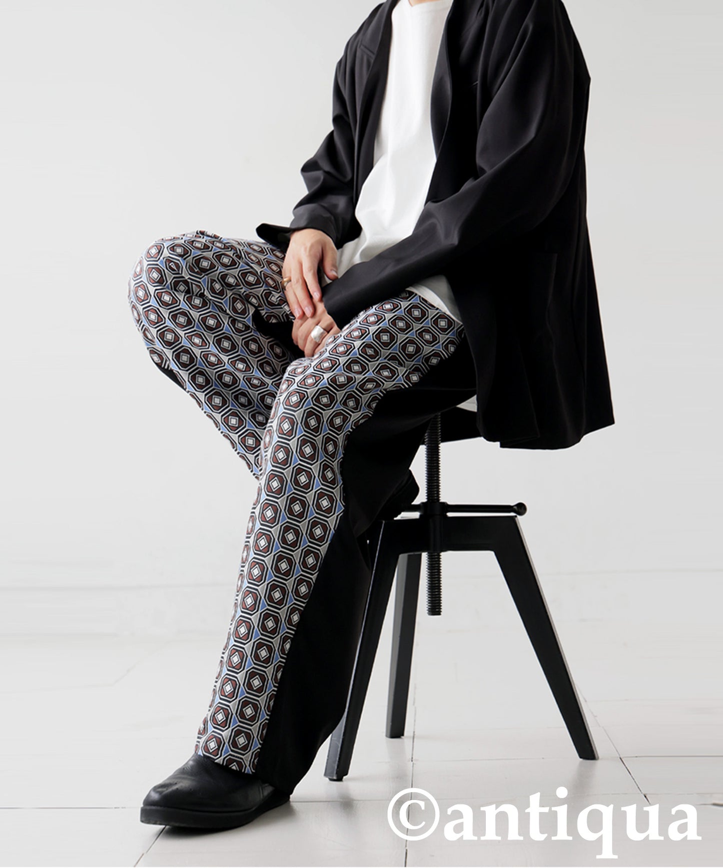 Geometric Patterned Easy Pants Men's