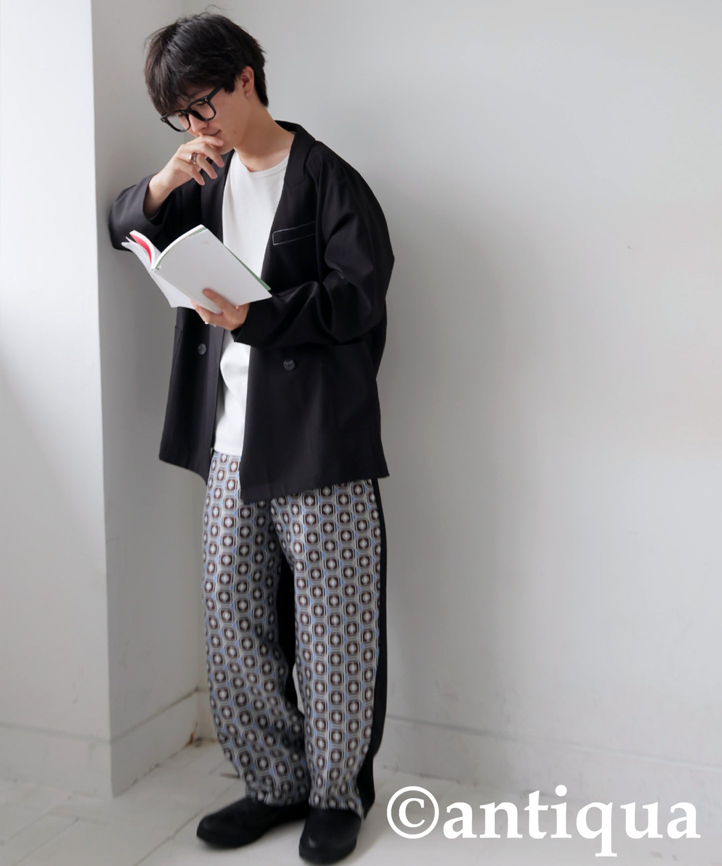 Geometric Patterned Easy Pants Men's