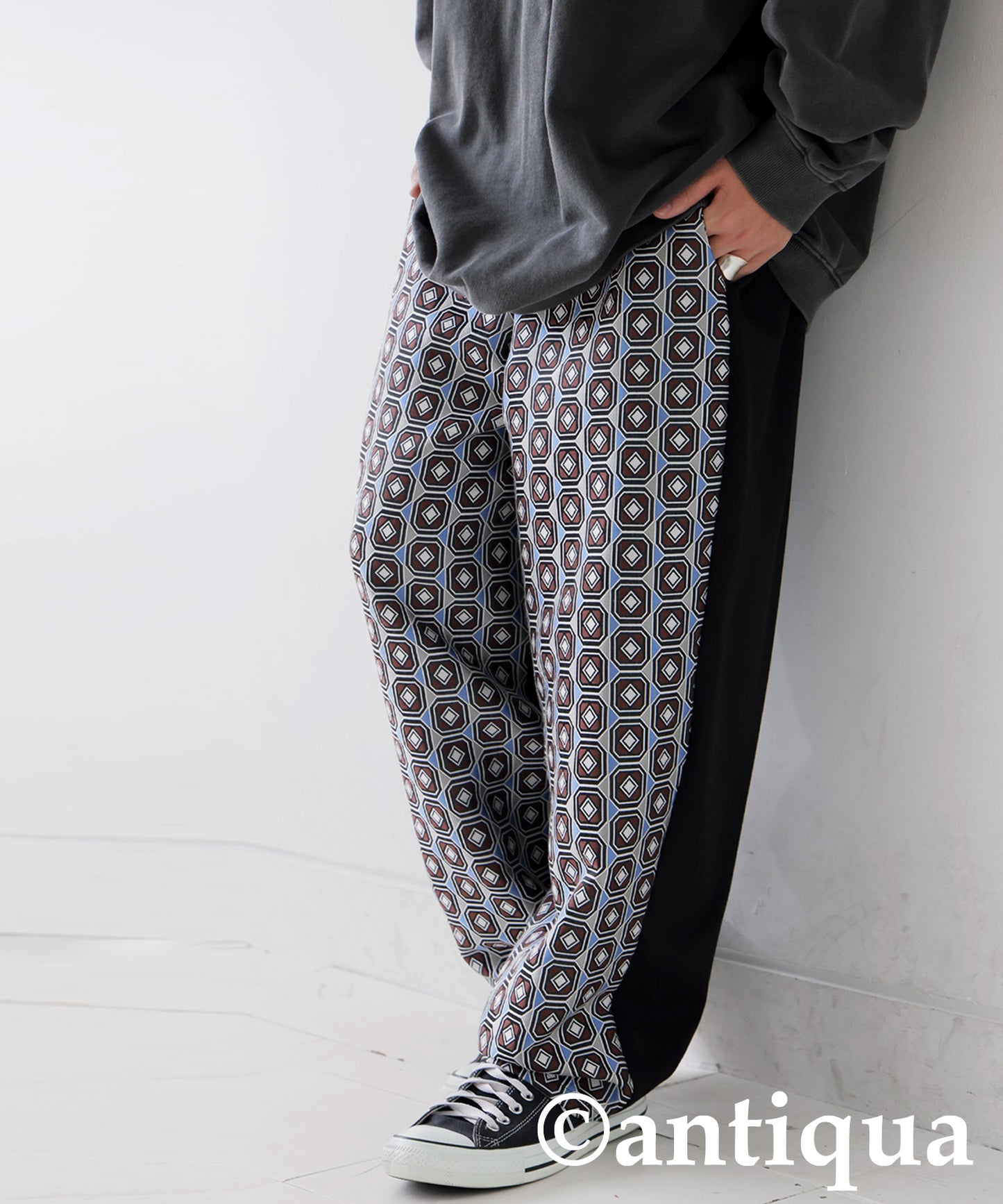 Geometric Patterned Easy Pants Men's