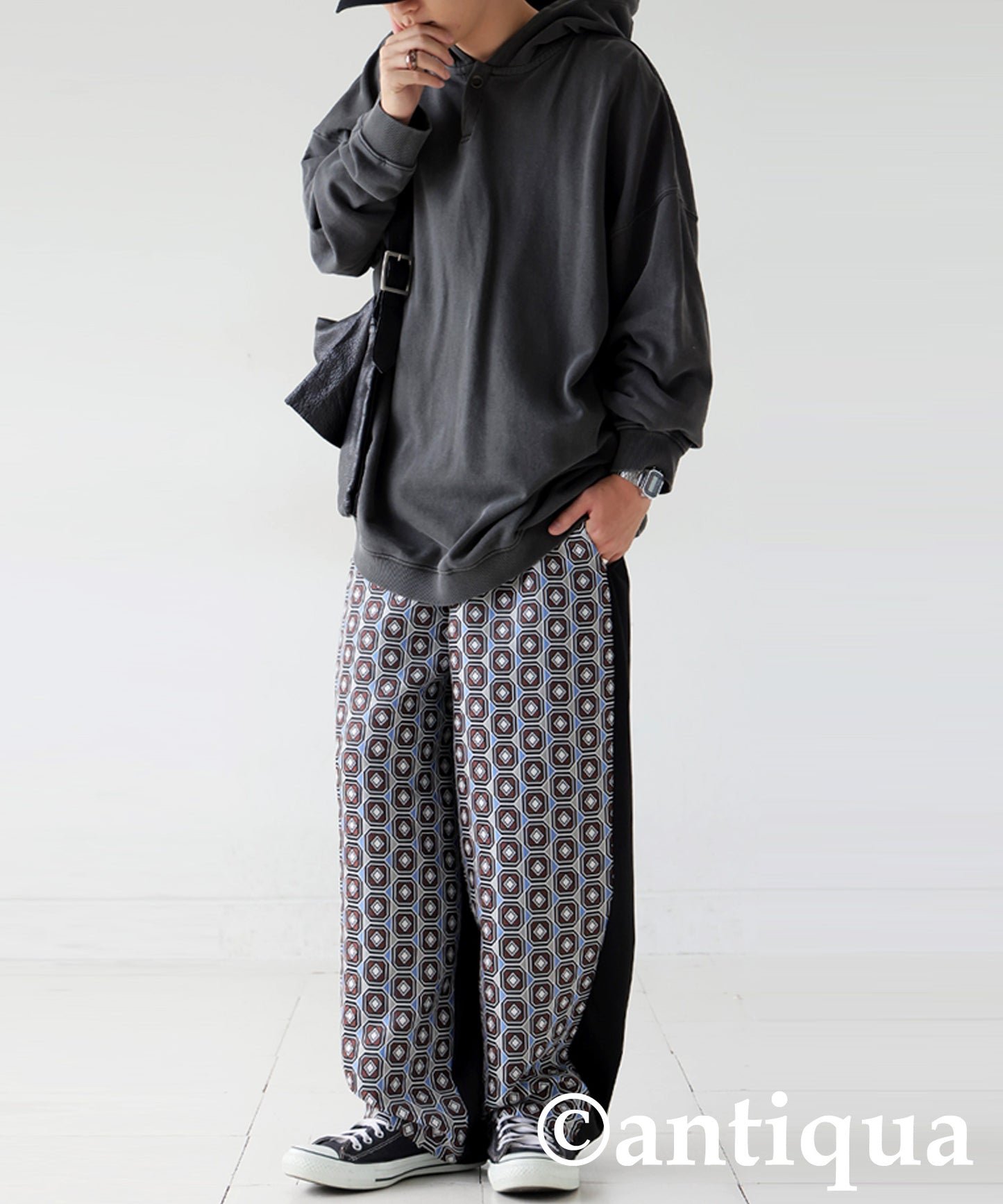 Geometric Patterned Easy Pants Men's