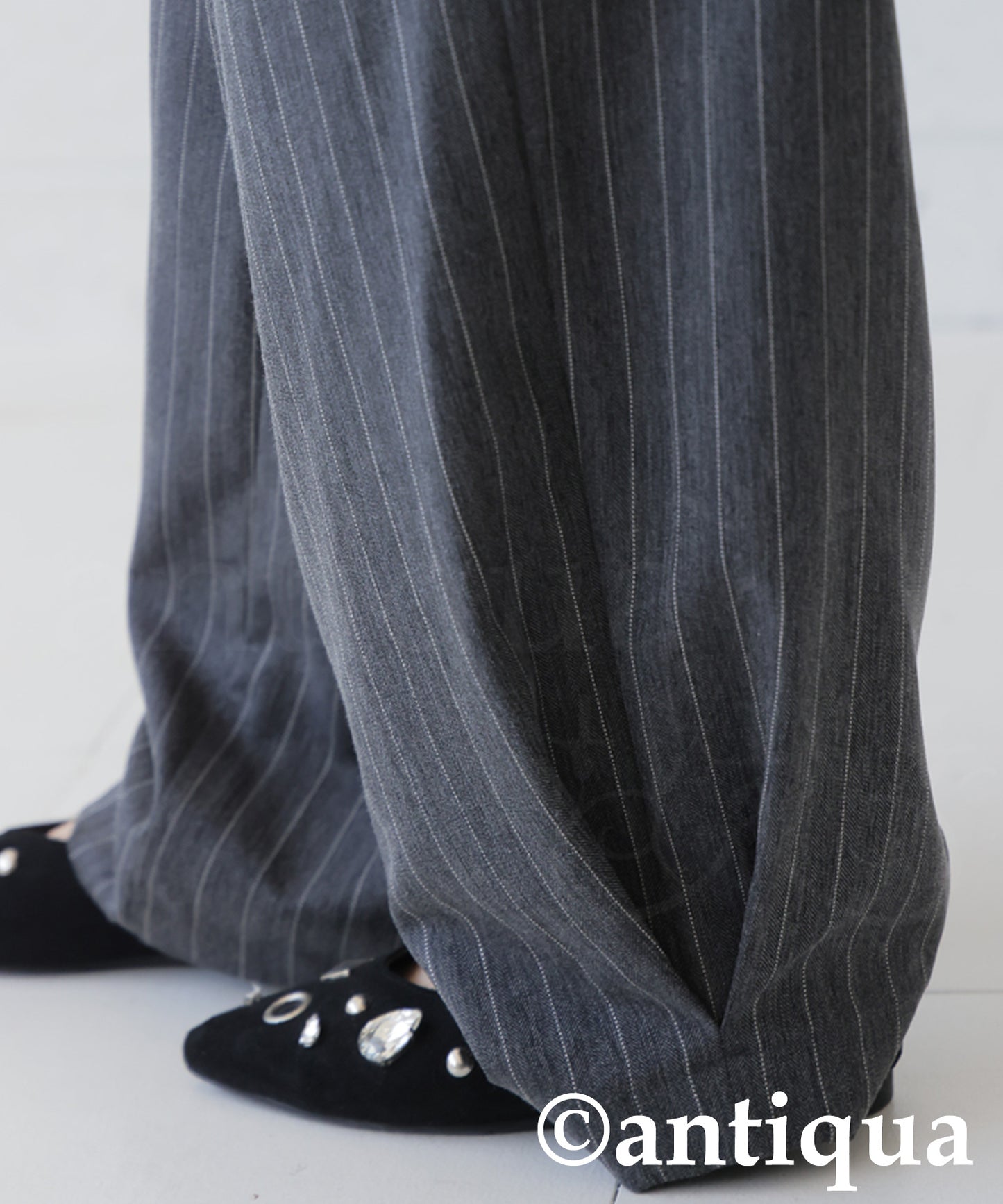 Herringbone Pattern Tuck Wide Pants Ladies