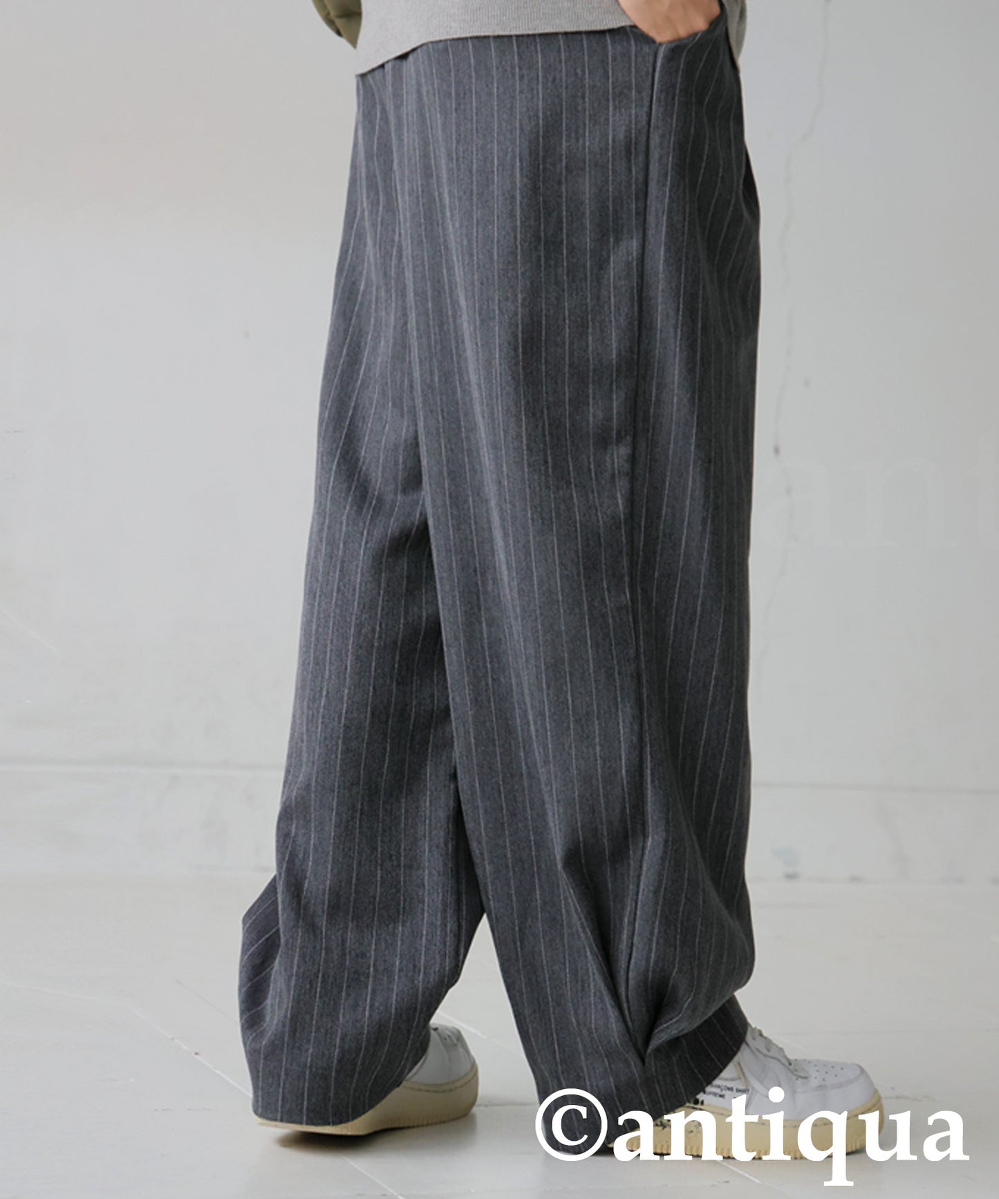 Herringbone Pattern Tuck Wide Pants Men's