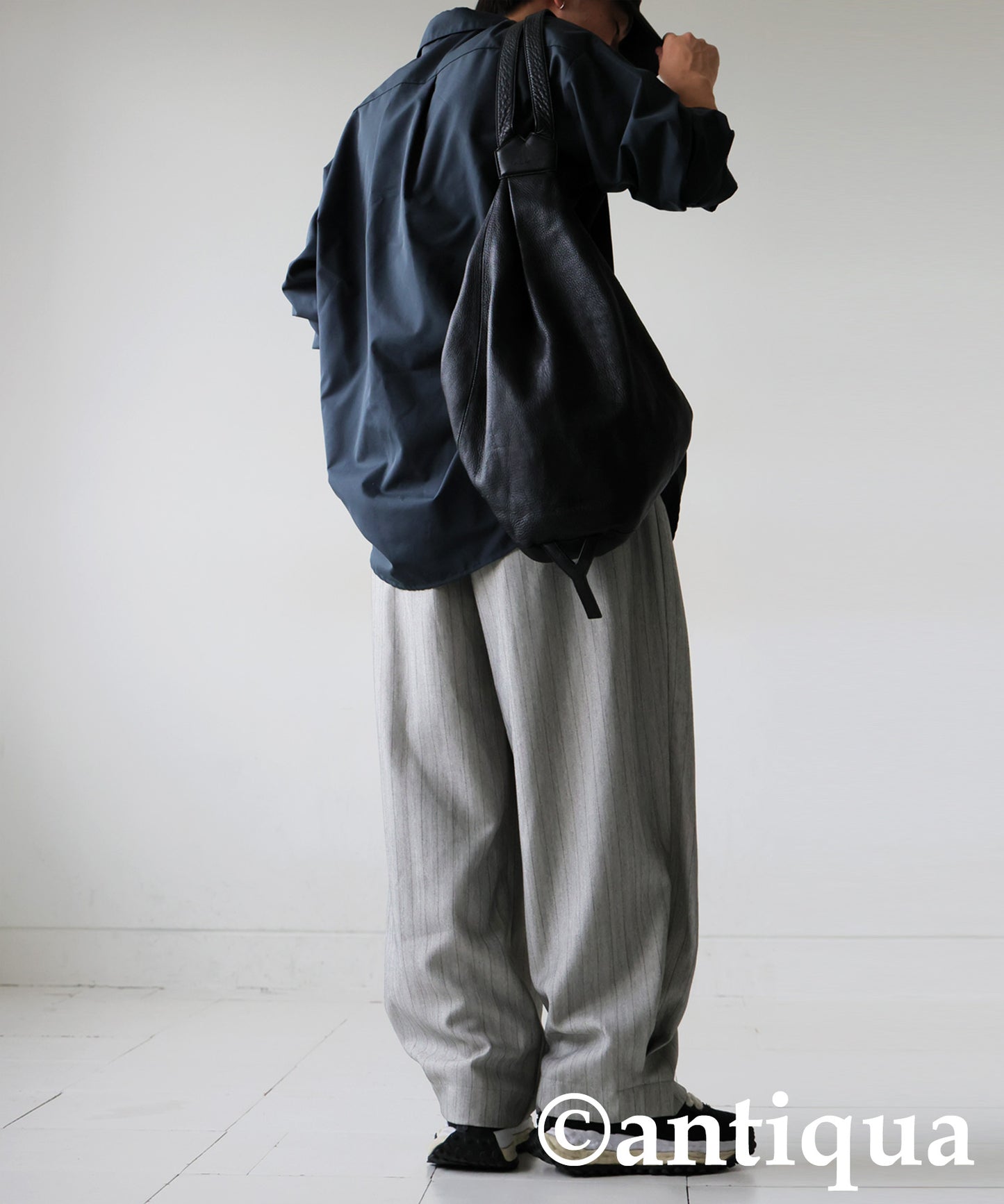 Herringbone Pattern Tuck Wide Pants Men's