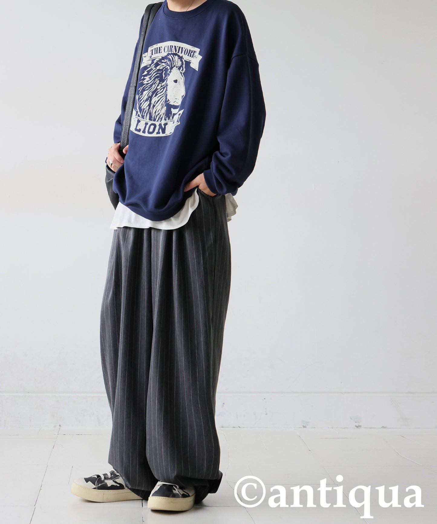 Herringbone Pattern Tuck Wide Pants Men's