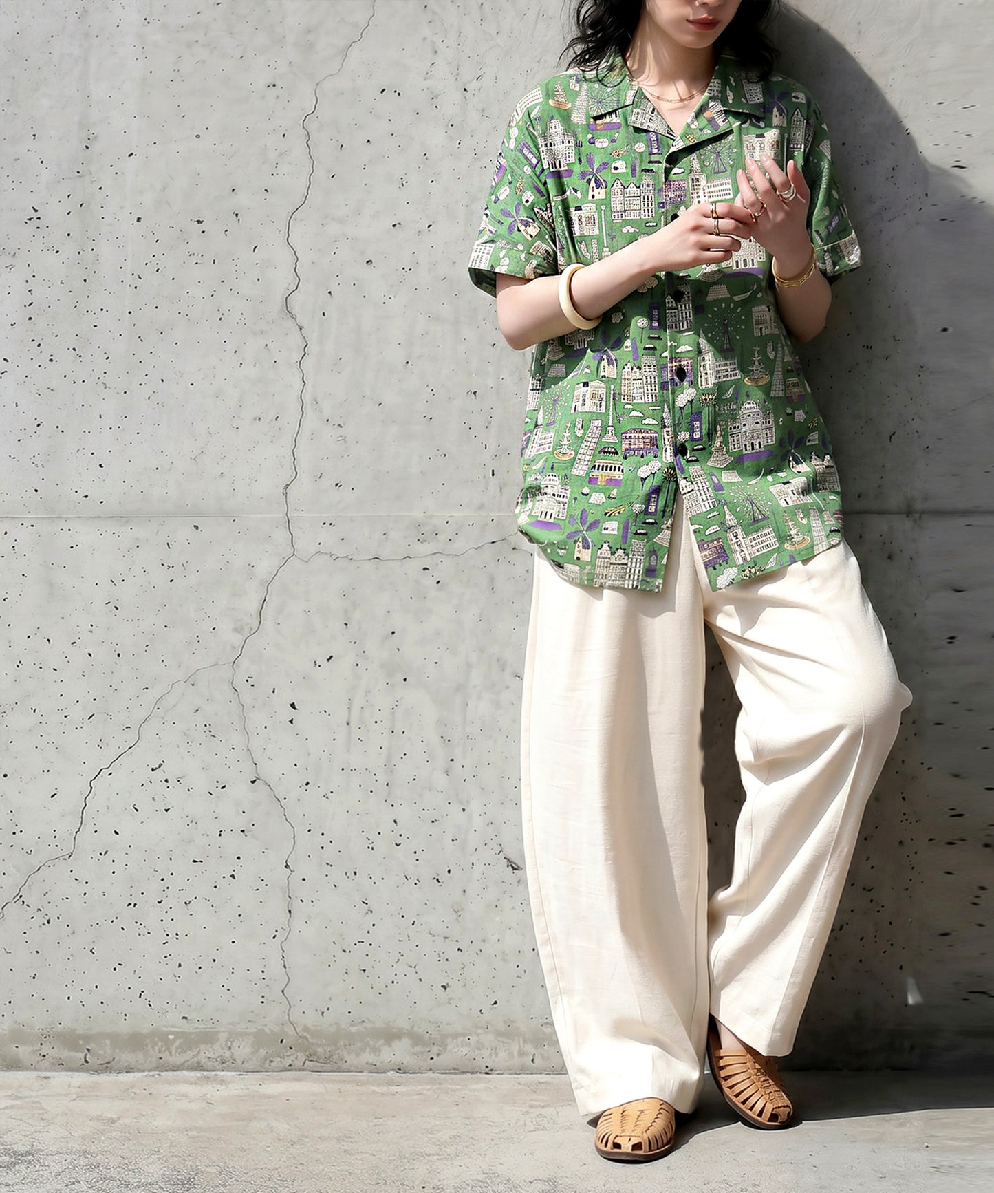 Cityscape Print Shirt Ladies