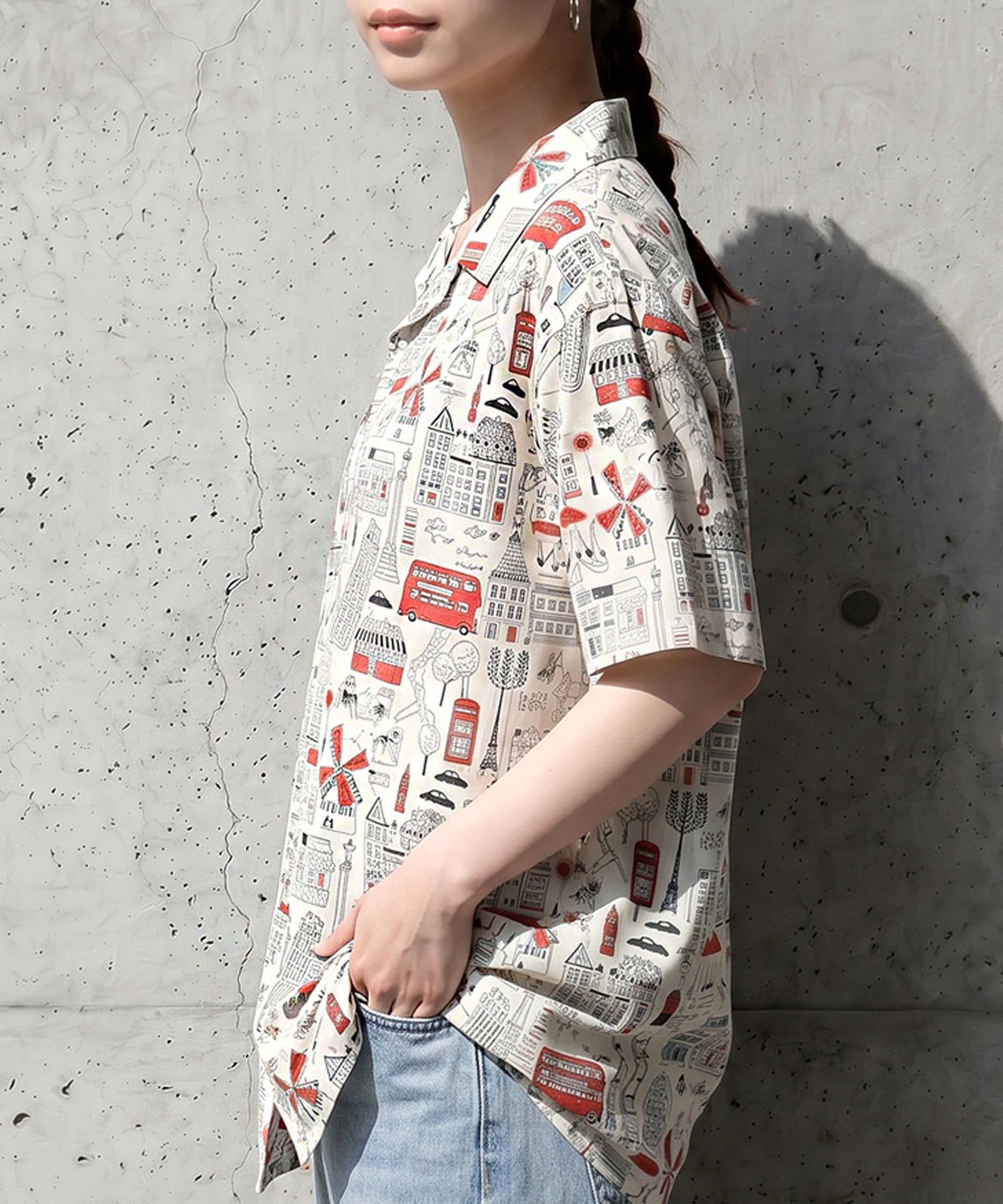 Cityscape Print Shirt Ladies