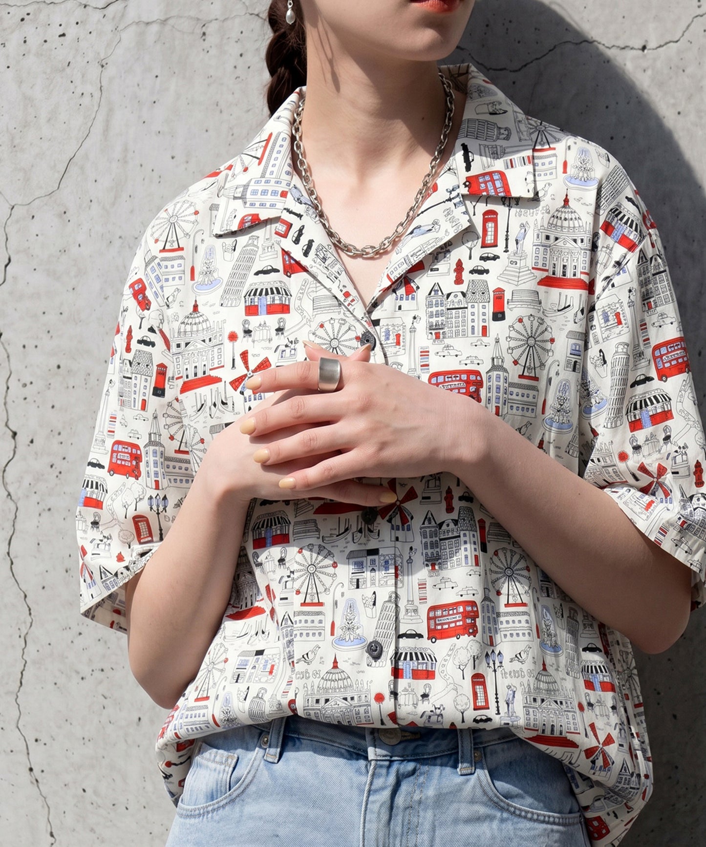 Cityscape Print Shirt Ladies