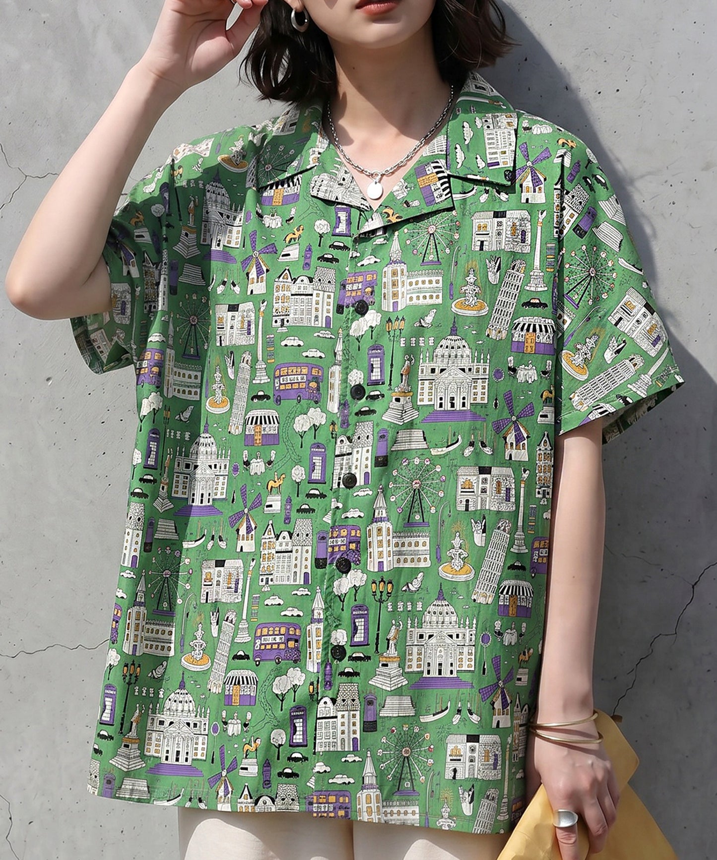 Cityscape Print Shirt Ladies