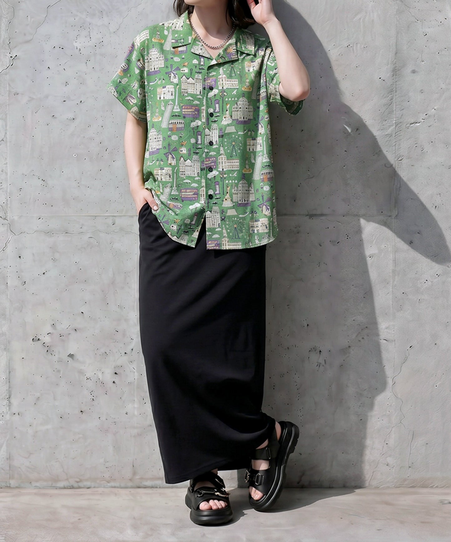 Cityscape Print Shirt Ladies