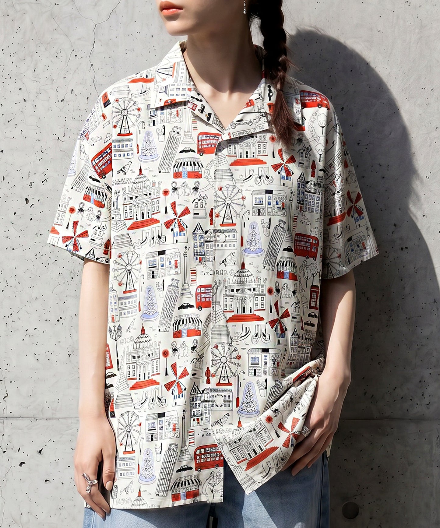 Cityscape Print Shirt Ladies