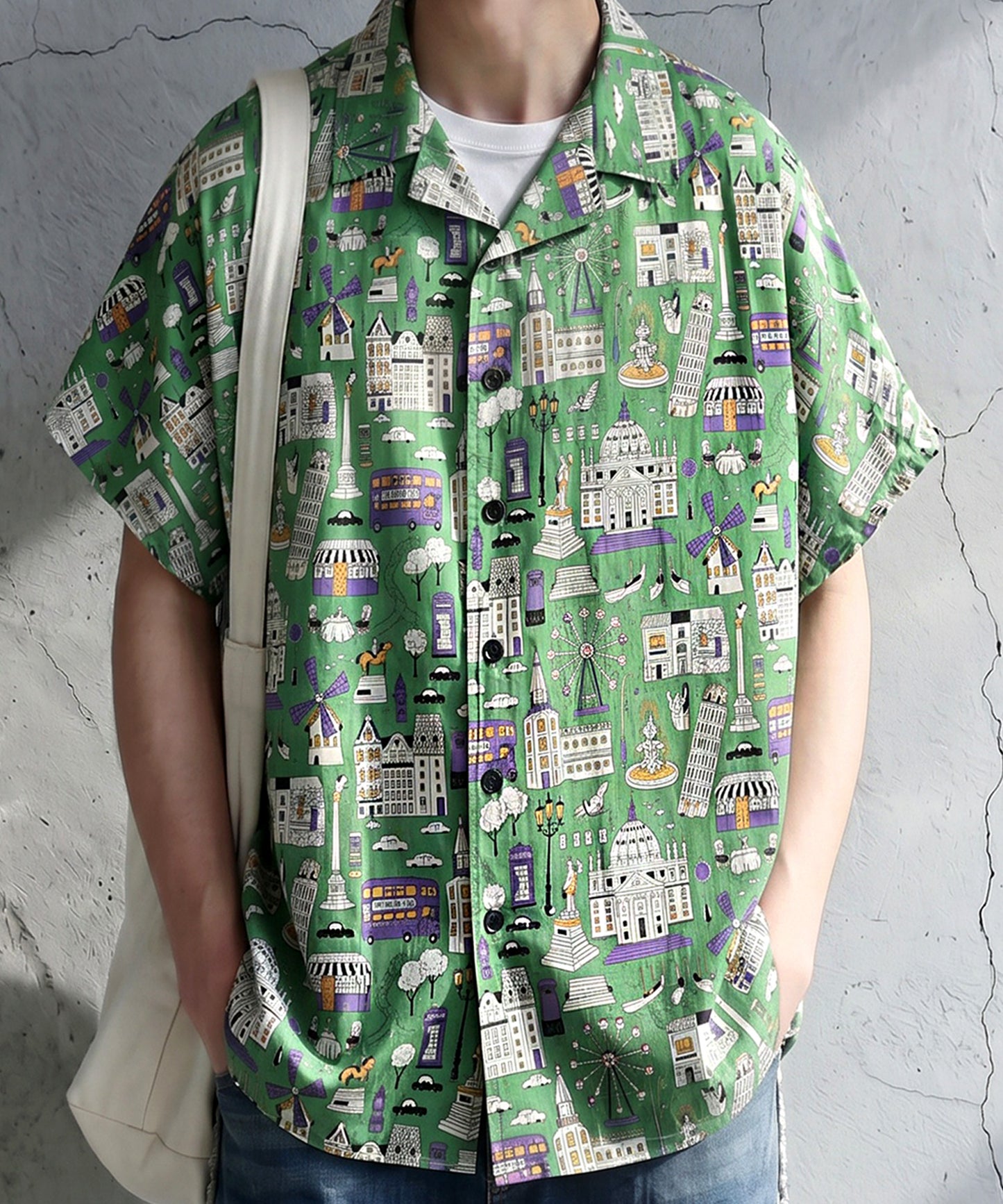 Cityscape Print Shirt Men’s