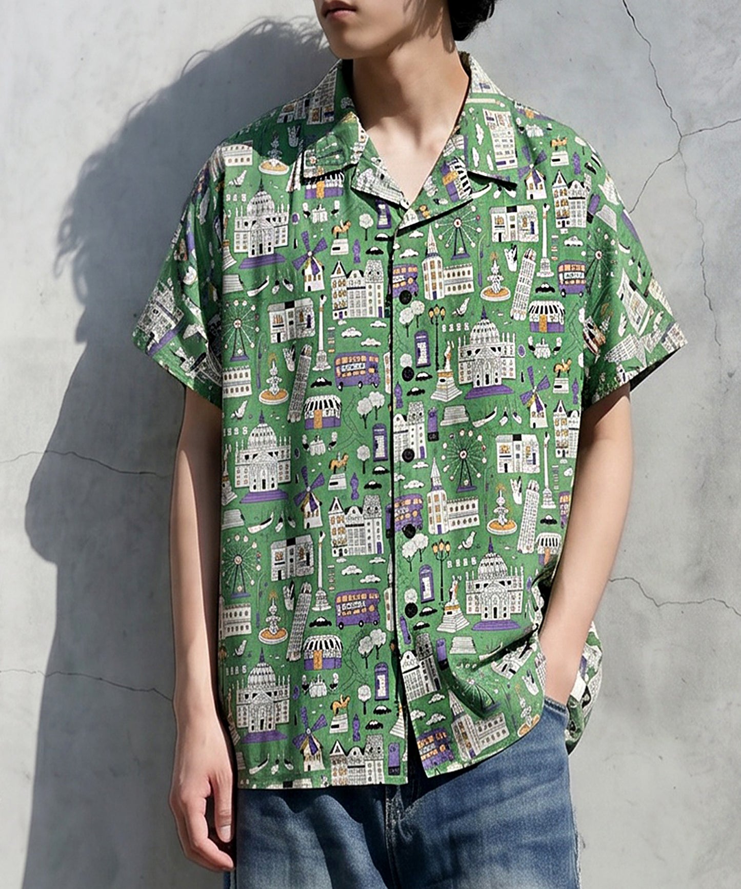 Cityscape Print Shirt Men’s