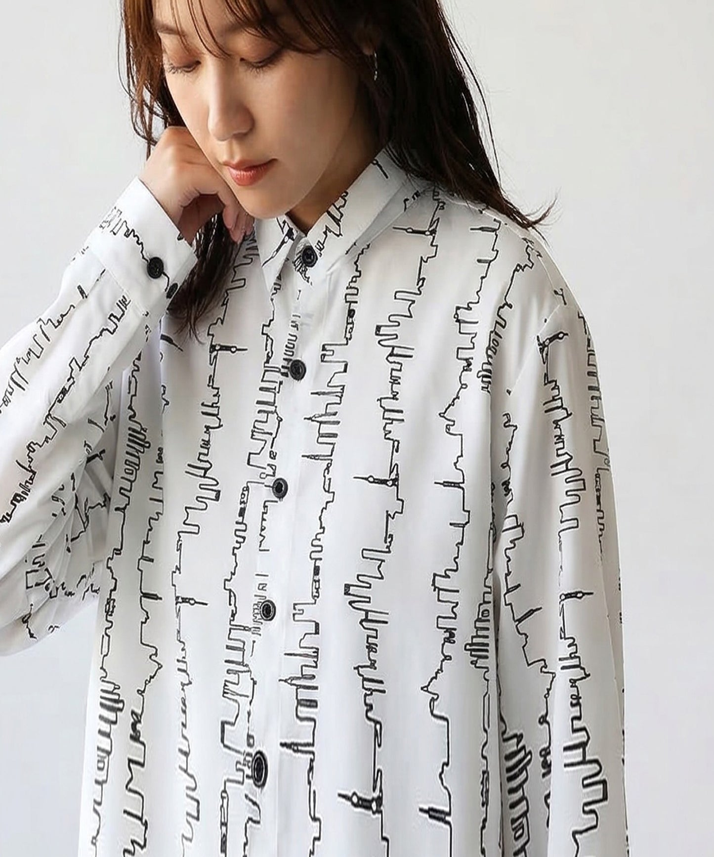 Pattern Long-Sleeved Shirt Ladies