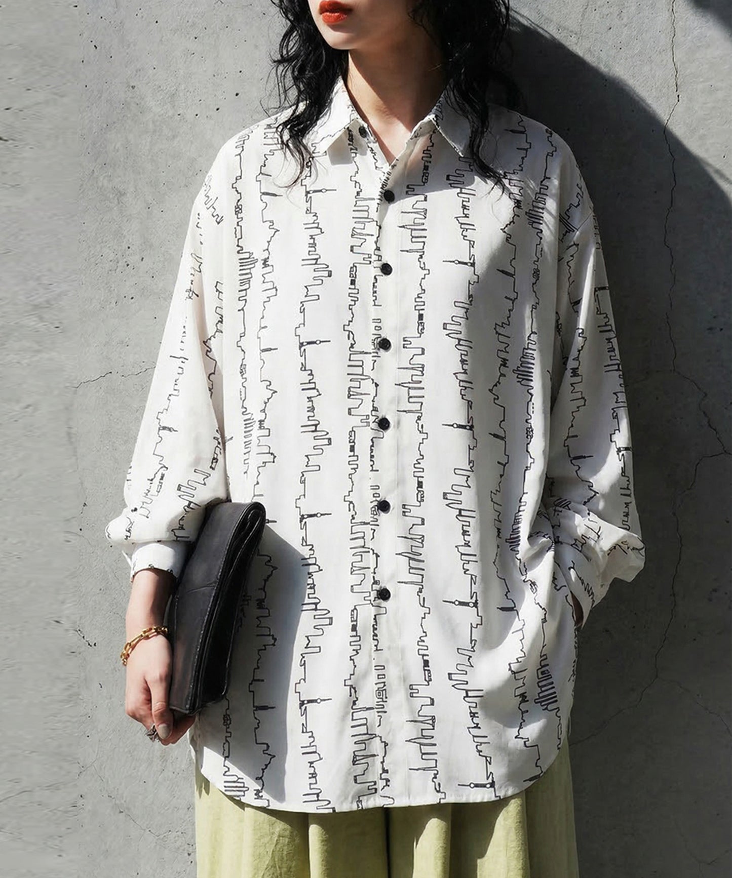 Pattern Long-Sleeved Shirt Ladies