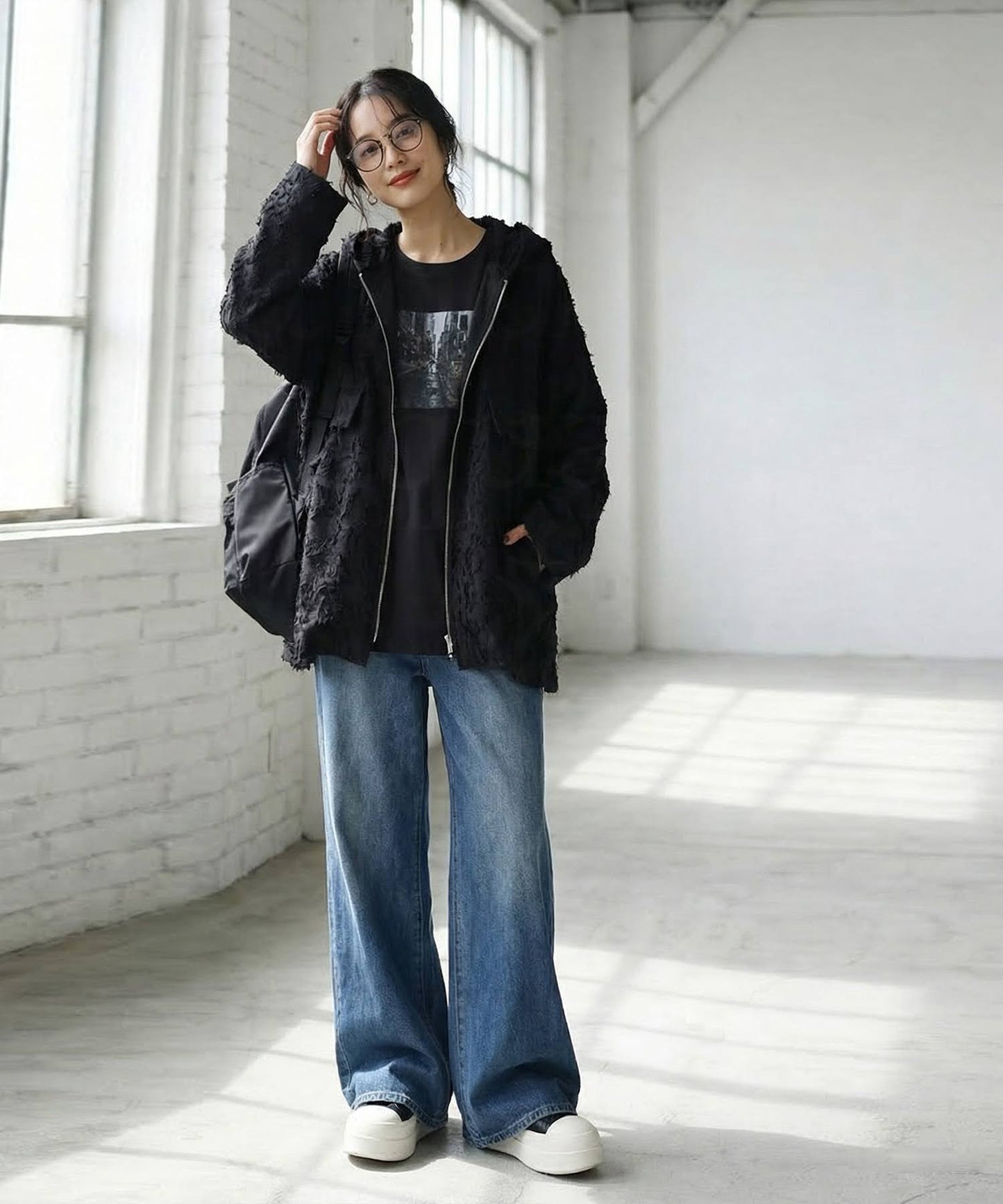 Sheer Fringe Hoodie Ladies