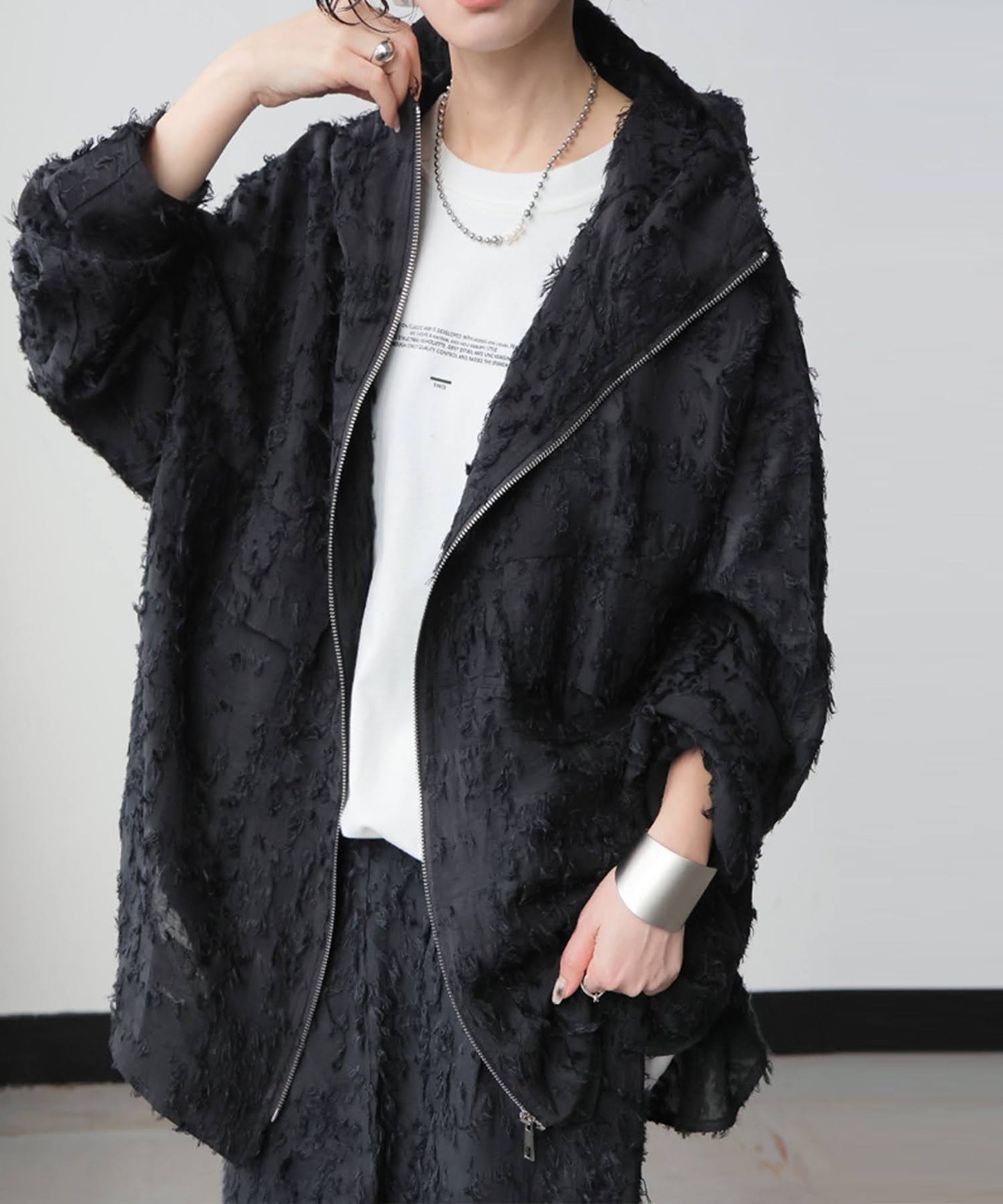 Sheer Fringe Hoodie Ladies