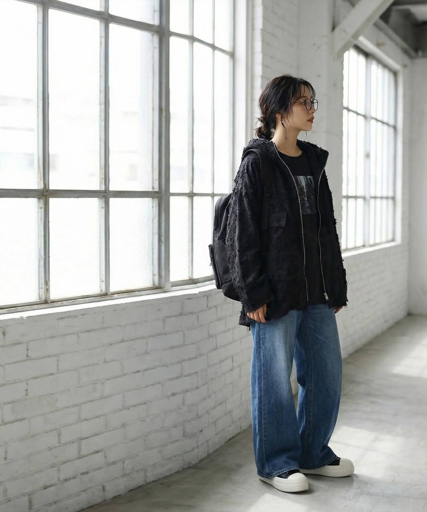 Sheer Fringe Hoodie Ladies