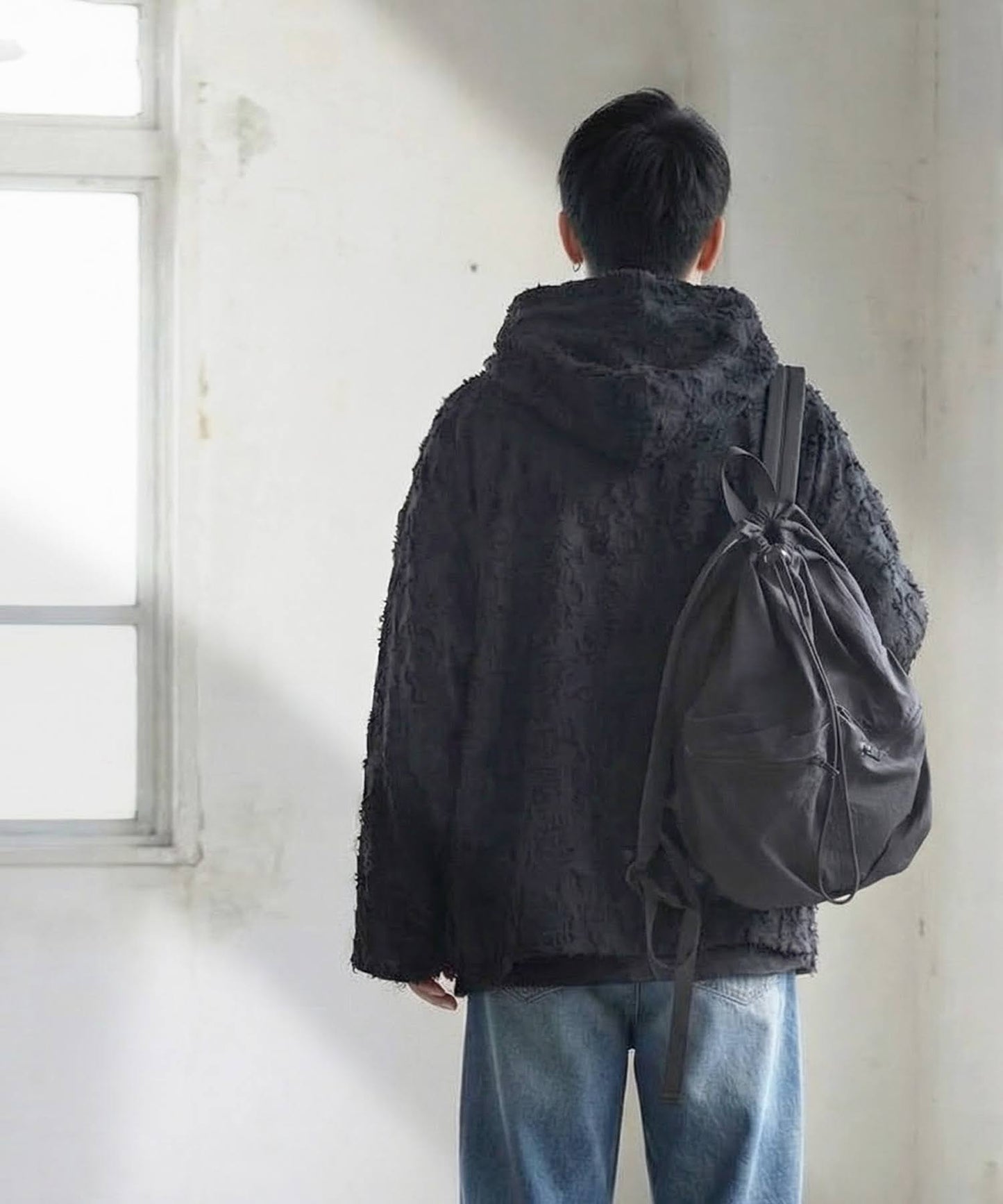 Sheer Fringe Hoodie Men's