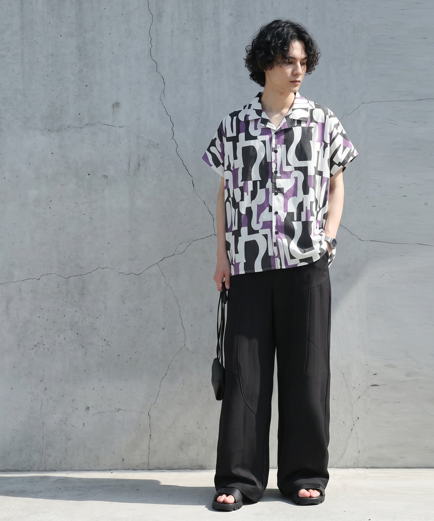 Open-Collar Retro-Patterned Shirt Men’s