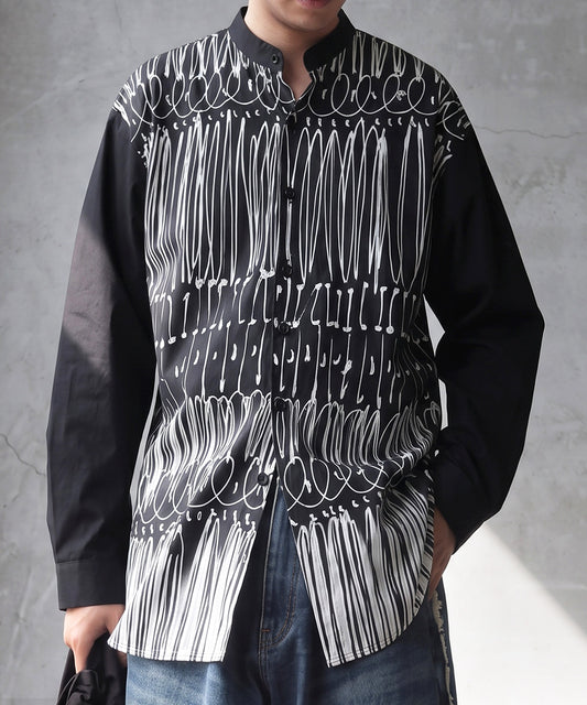 Art Print Round Hem Shirt Men’s