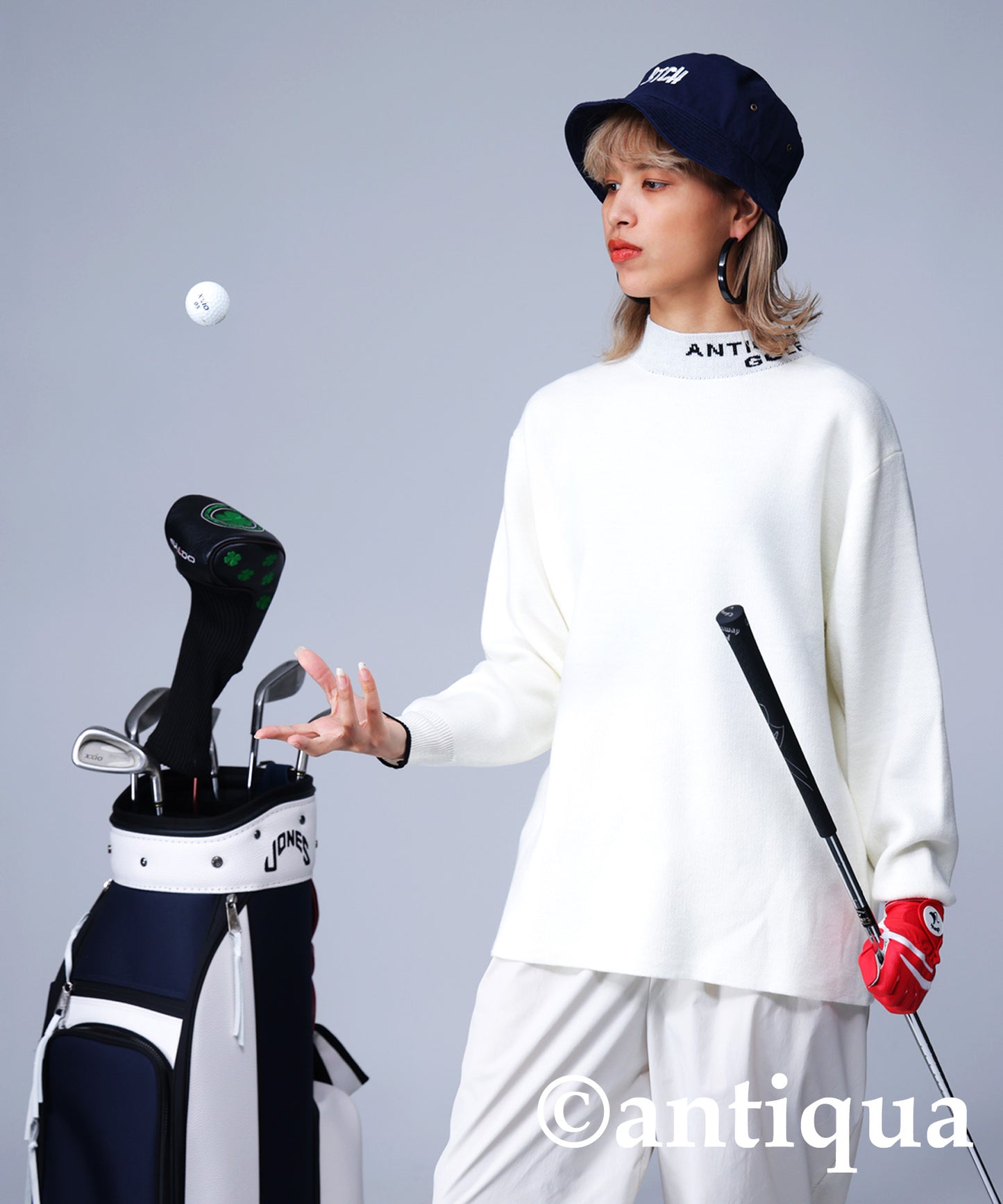 ANTIQUA GOLF High Neck Knit Tops Ladies