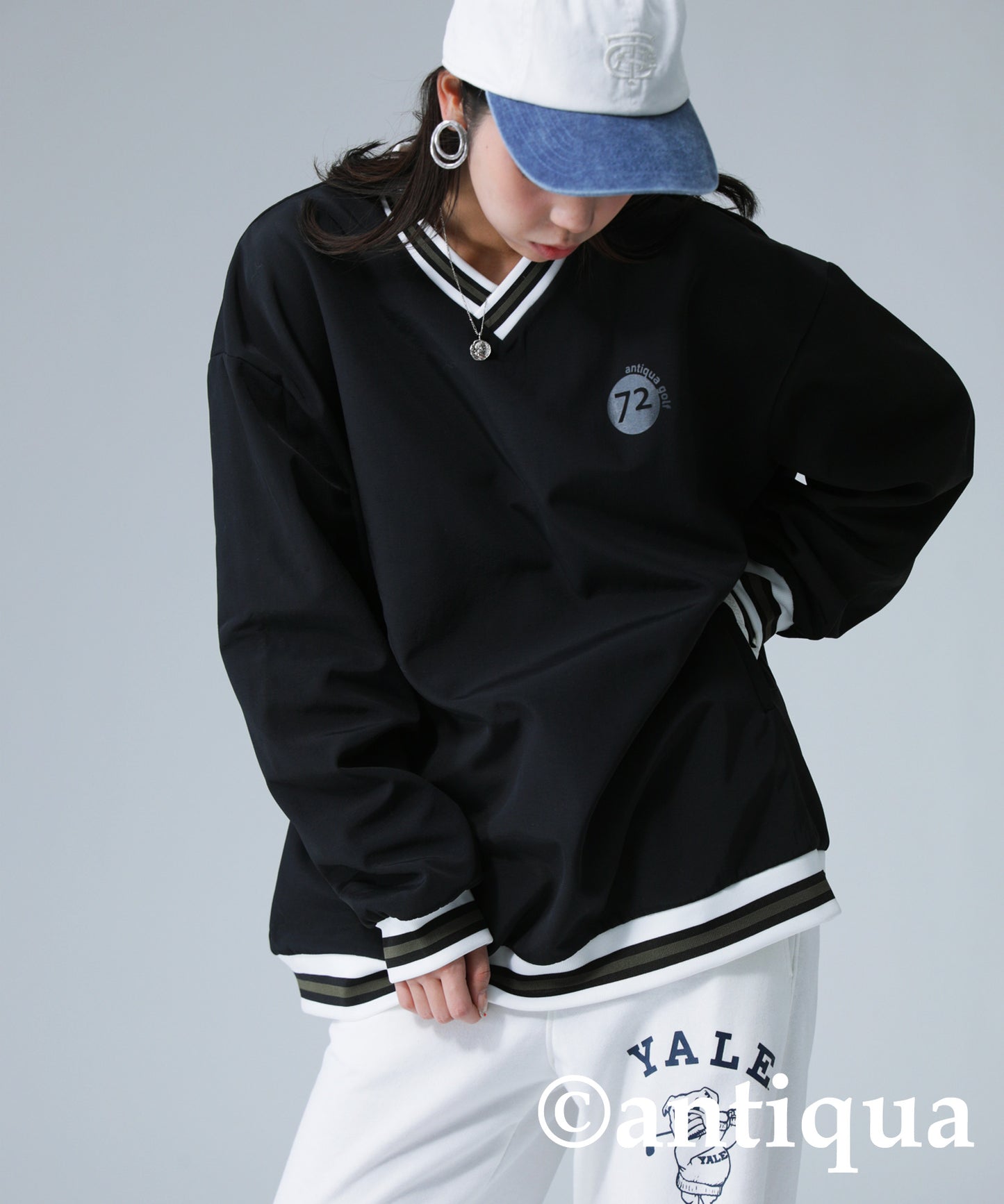 ANTIQUA GOLF Lining Logo Design Pullover Ladies