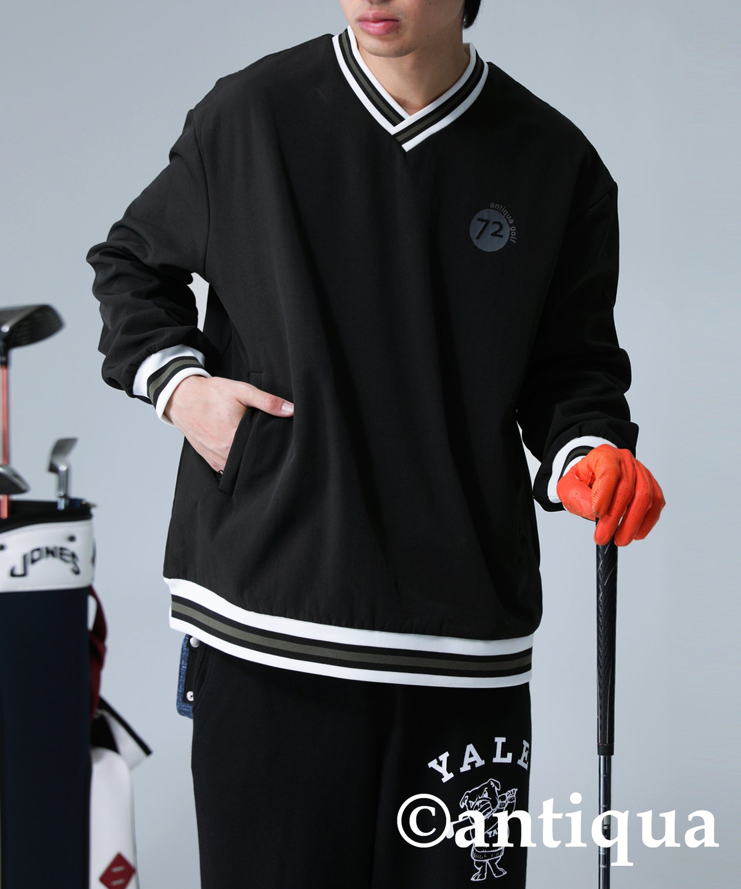 ANTIQUA GOLF Lining Logo Design Pullover Men's