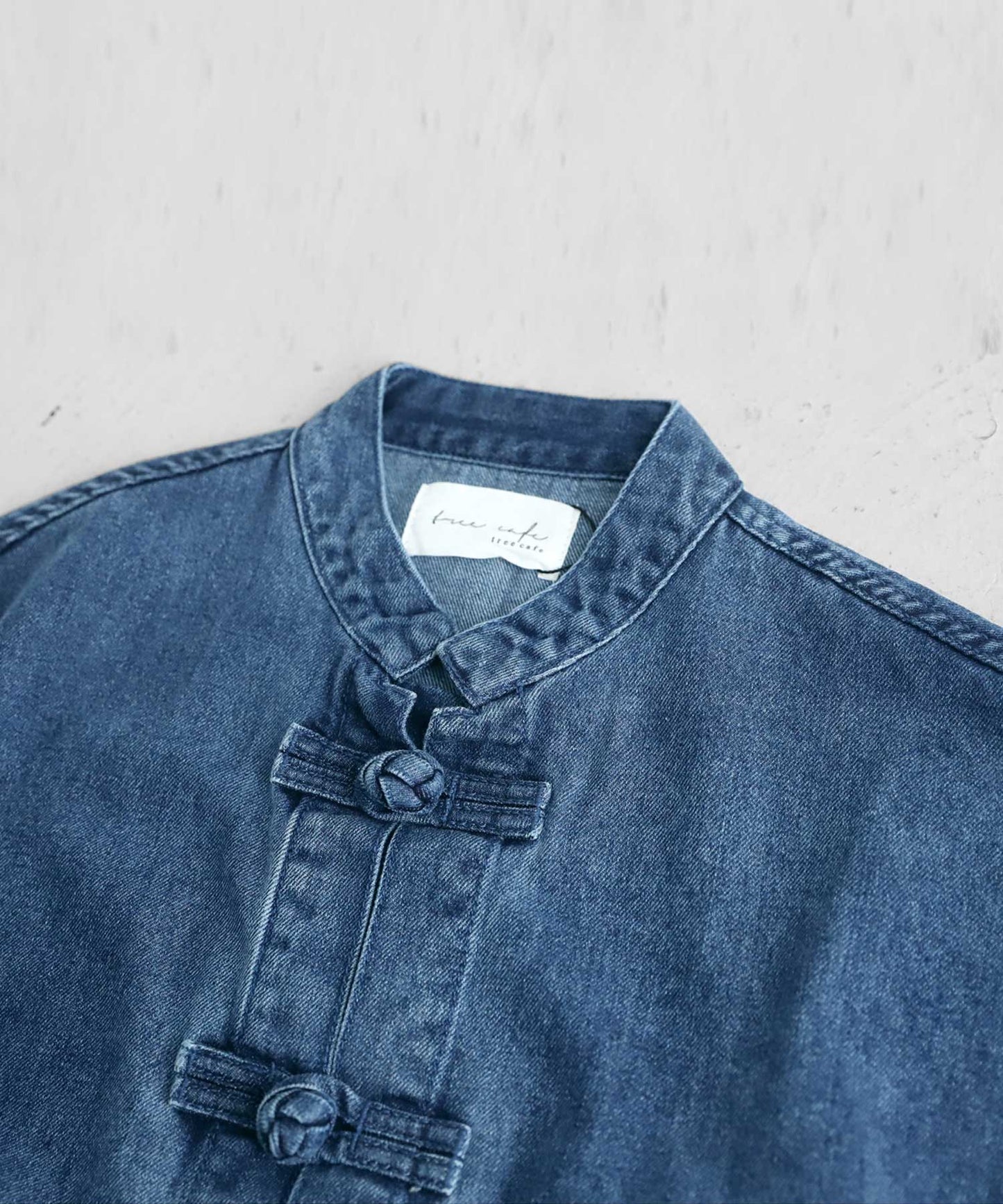 Men's denim jacket Chinese button knot