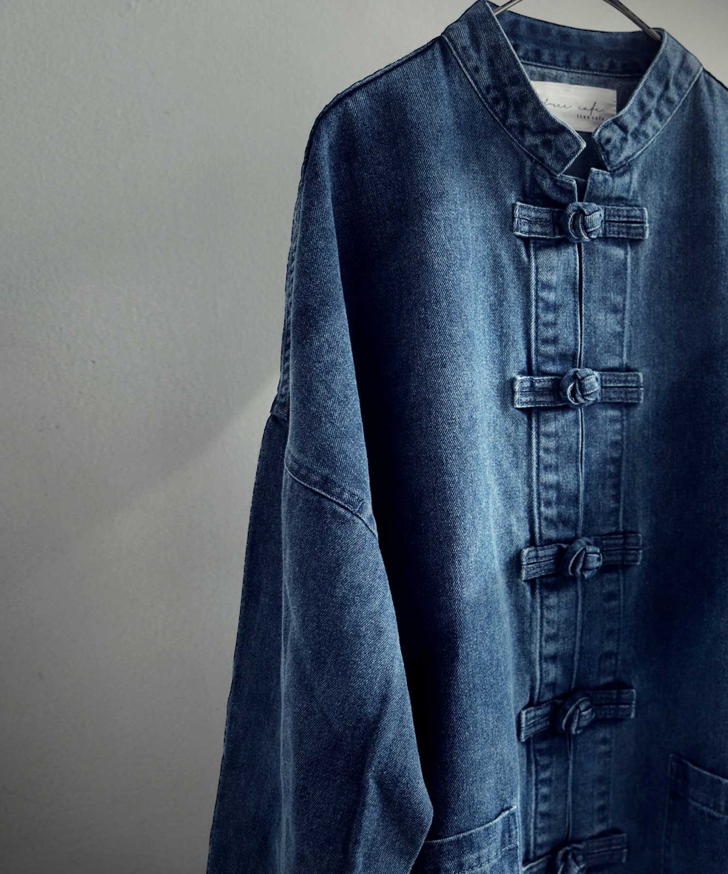 Men's denim jacket Chinese button knot