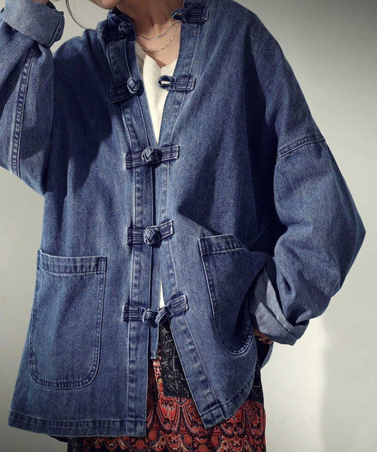 Ladies denim jacket Chinese button knot