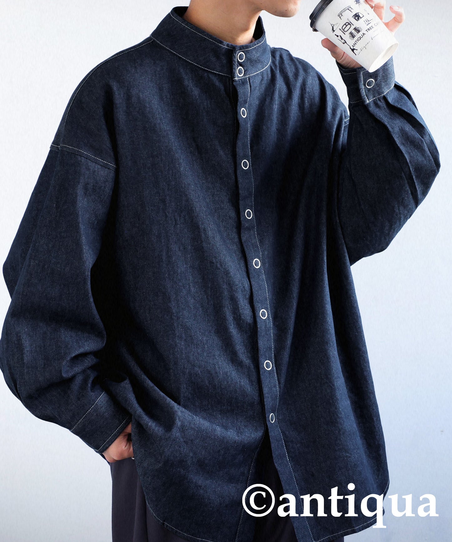 Men's denim shirt ring snap cotton