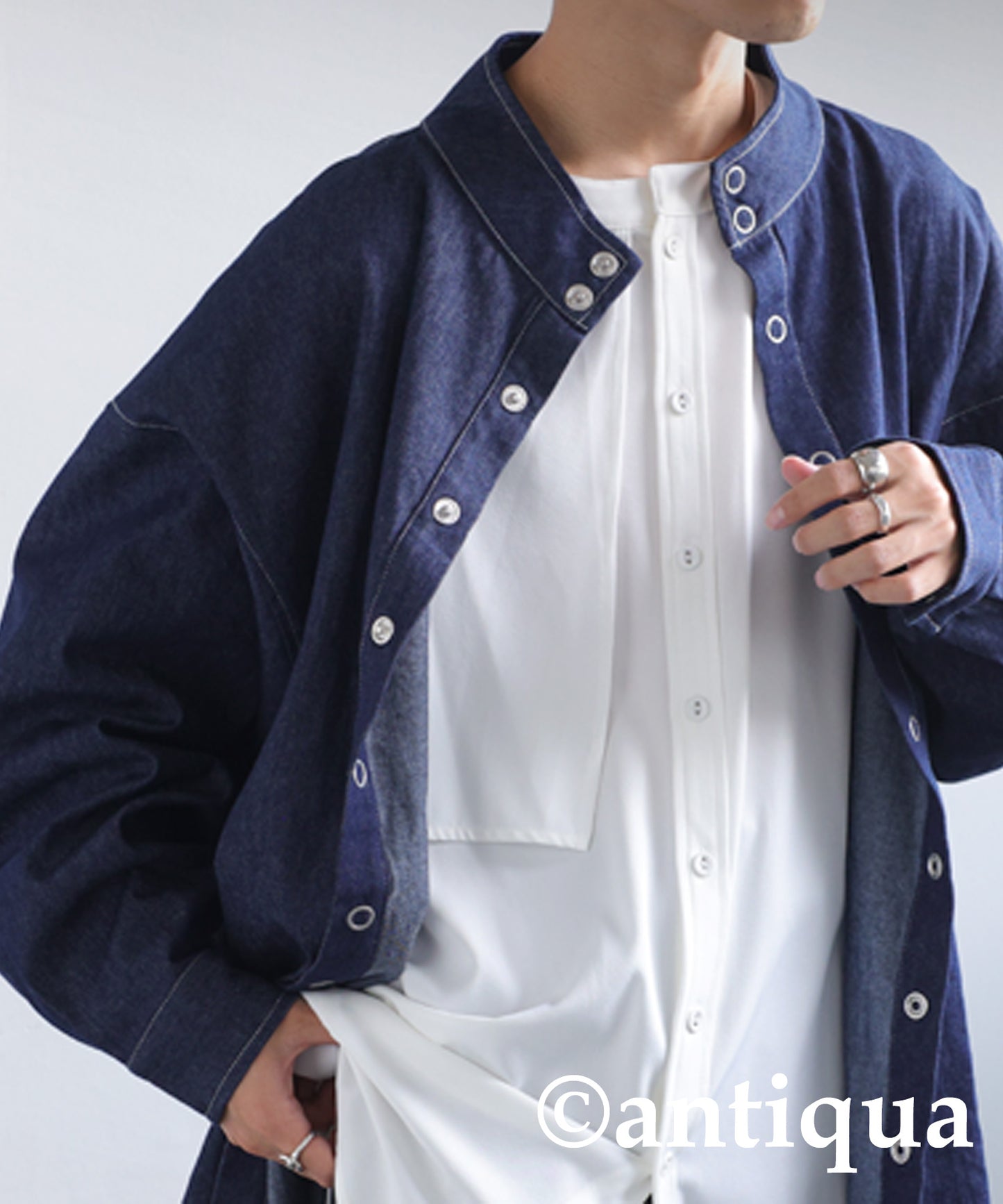 Men's denim shirt ring snap cotton