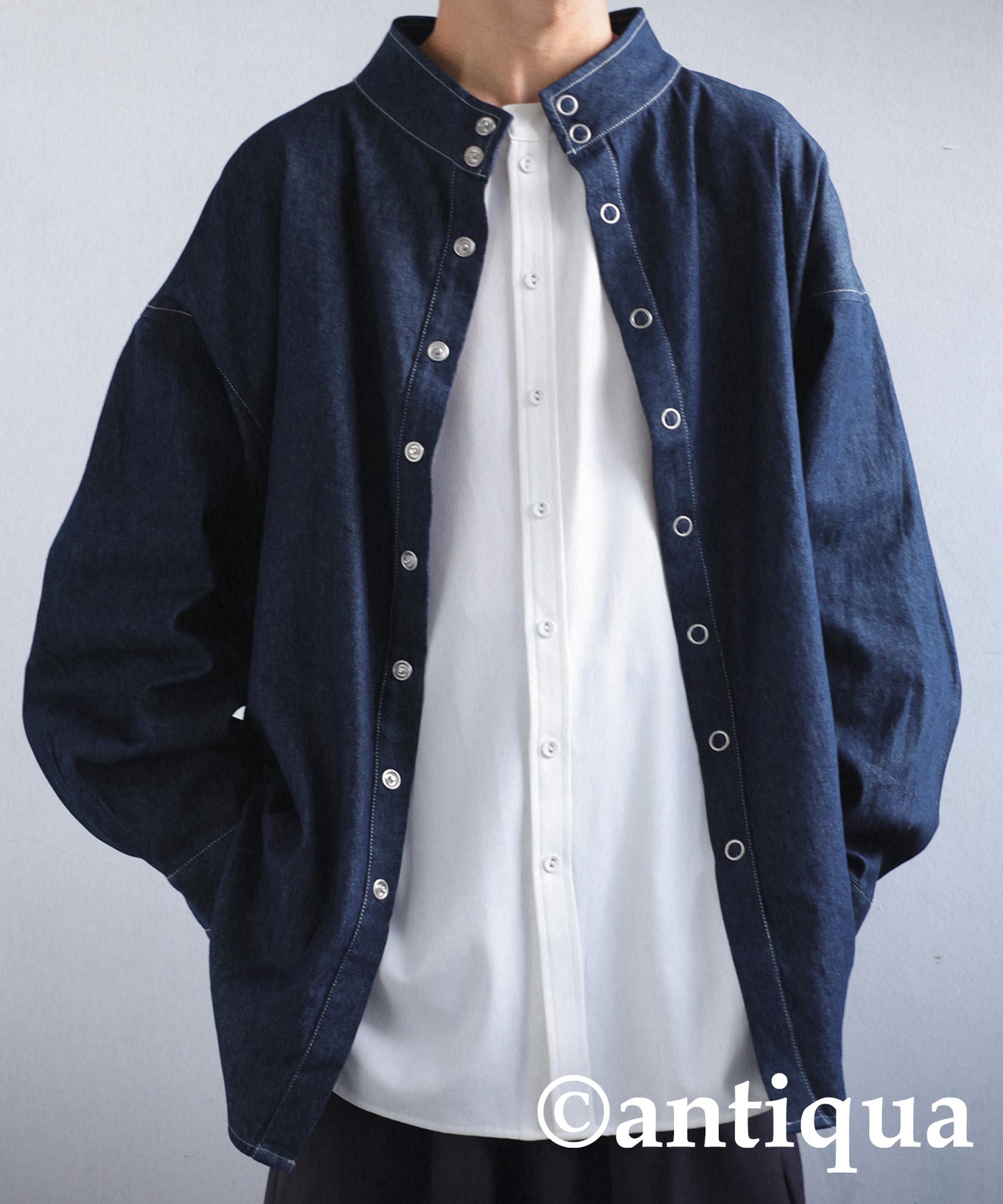 Men's denim shirt ring snap cotton