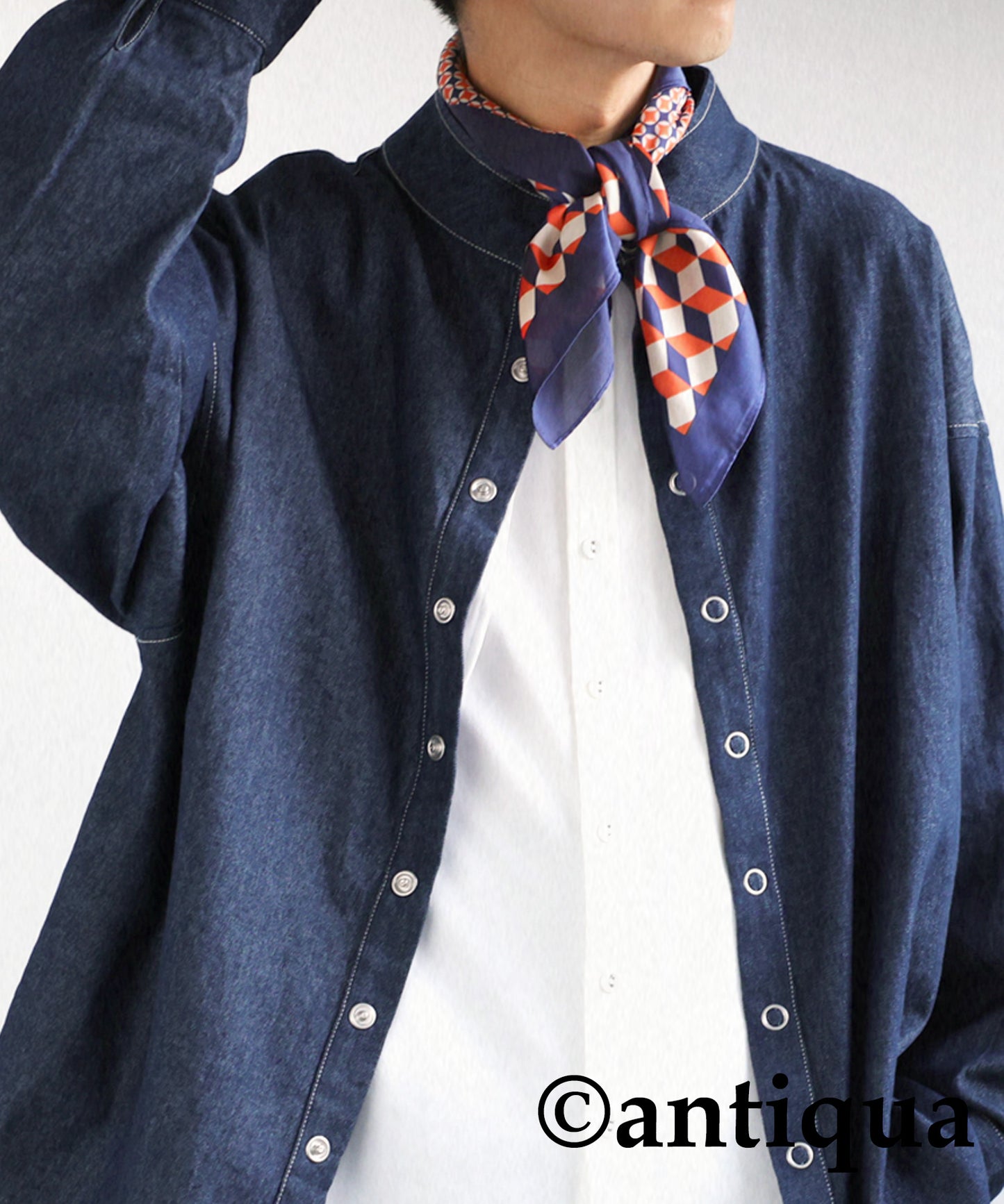 Men's denim shirt ring snap cotton