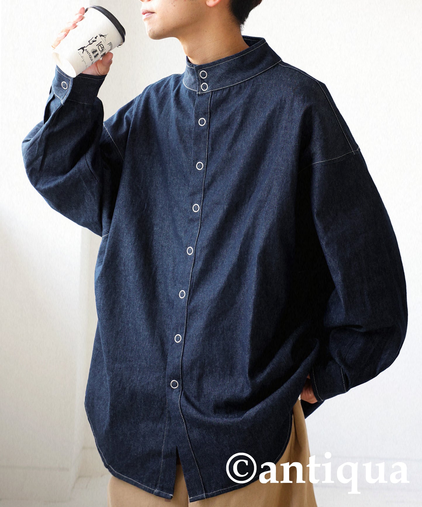 Men's denim shirt ring snap cotton