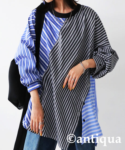 Ladies switching shirt stripes pattern