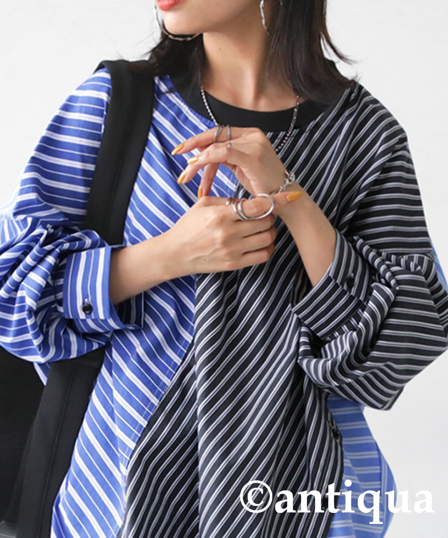 Ladies switching shirt stripes pattern