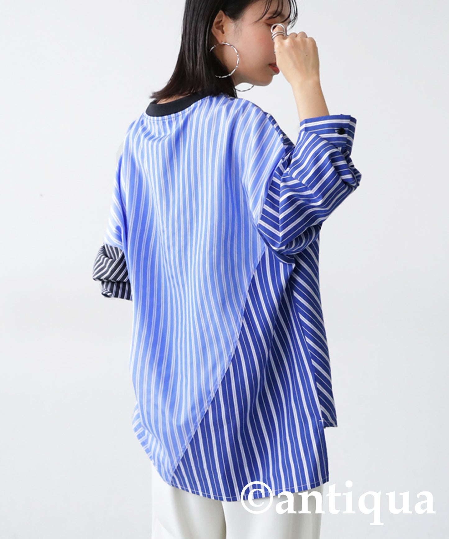 Ladies switching shirt stripes pattern