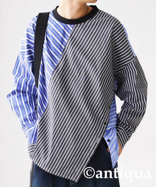 Men's switching shirt stripes pattern