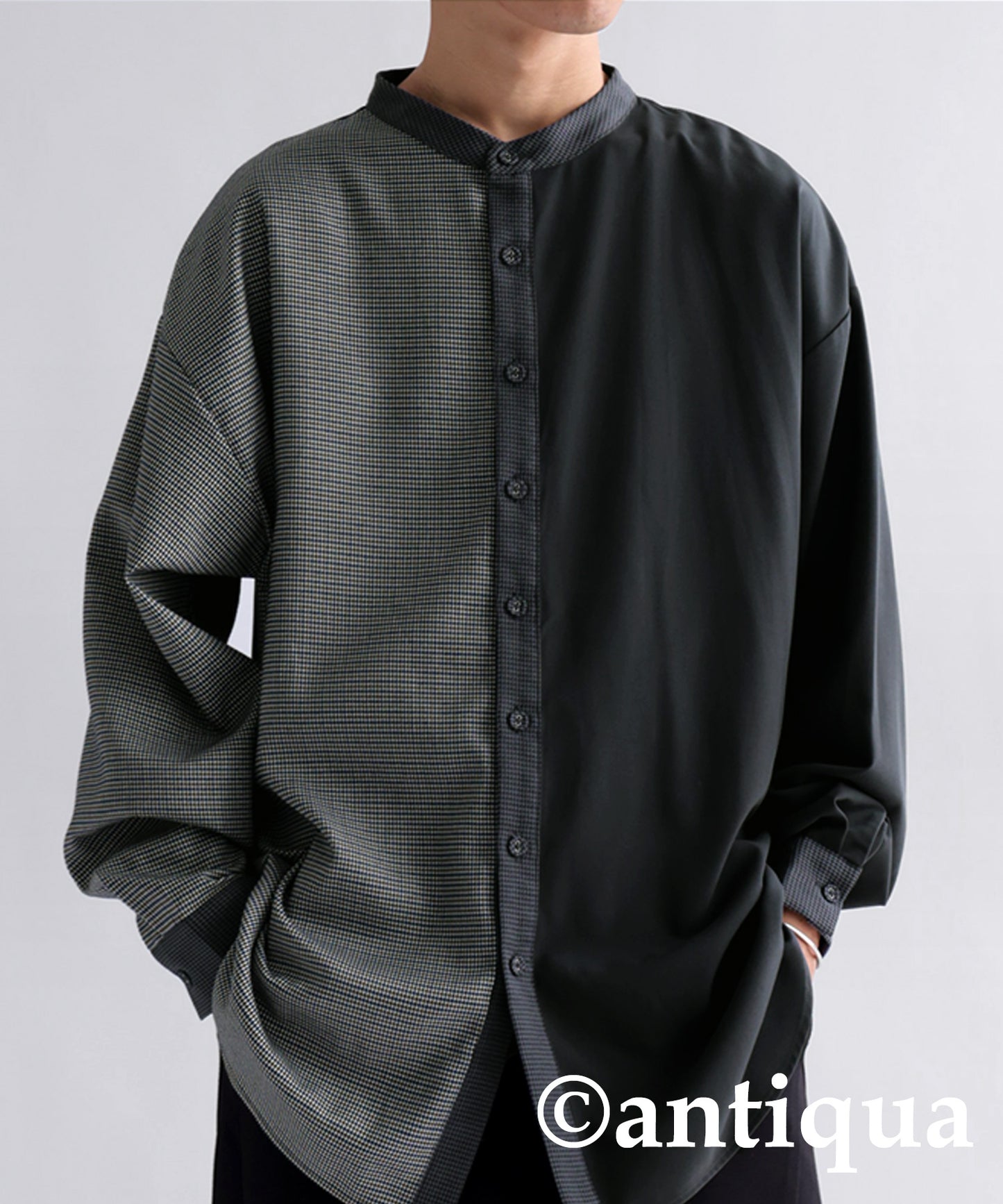 Check switching shirt Men's