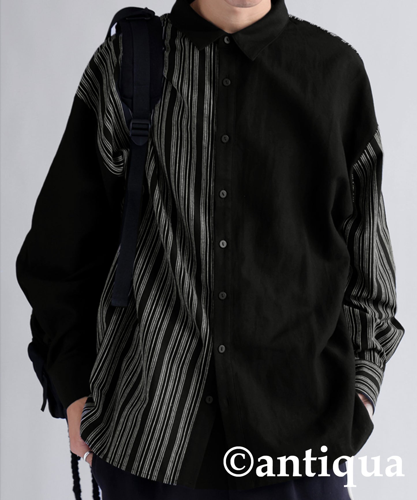 Different material docking shirt Men's