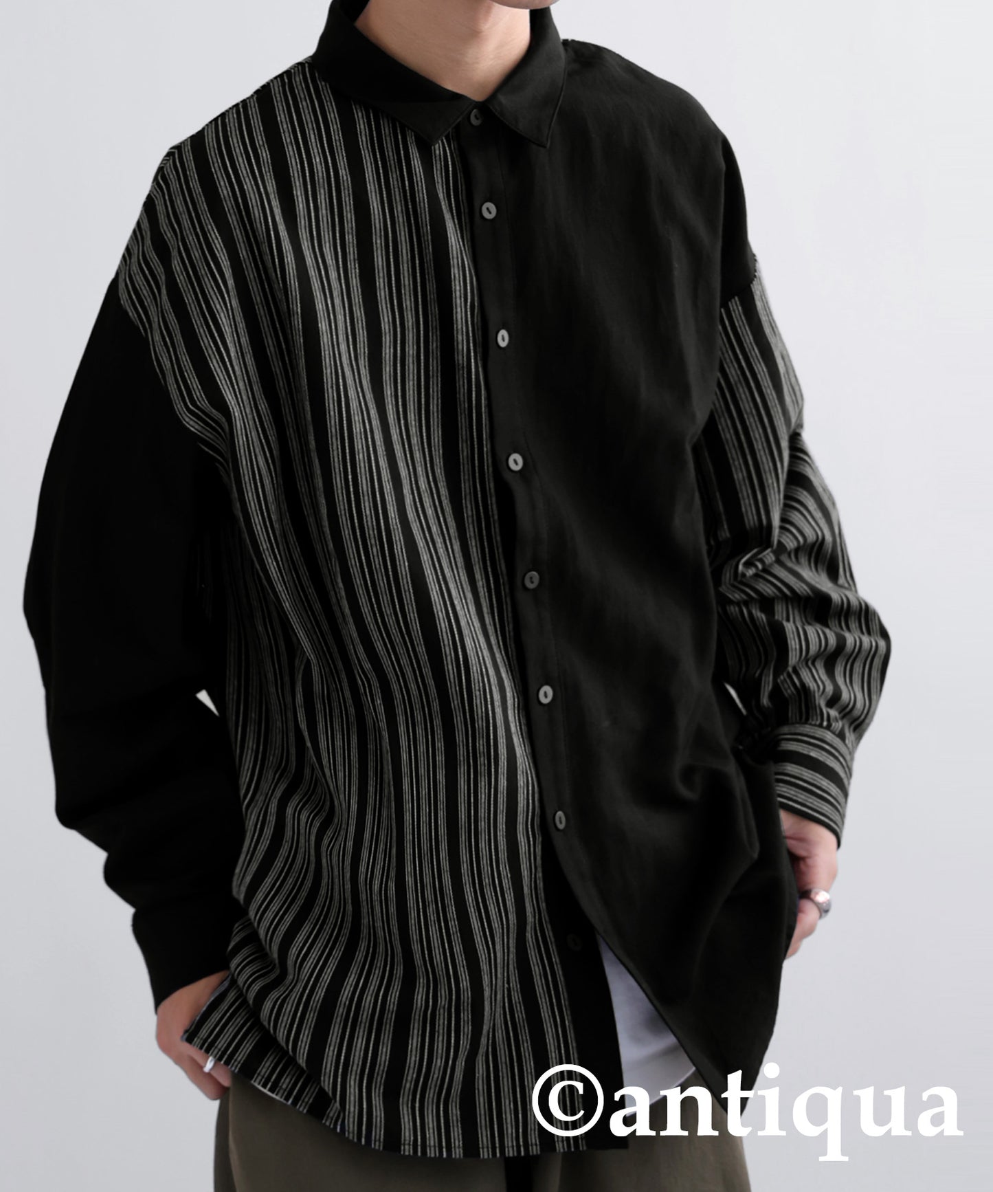 Different material docking shirt Men's