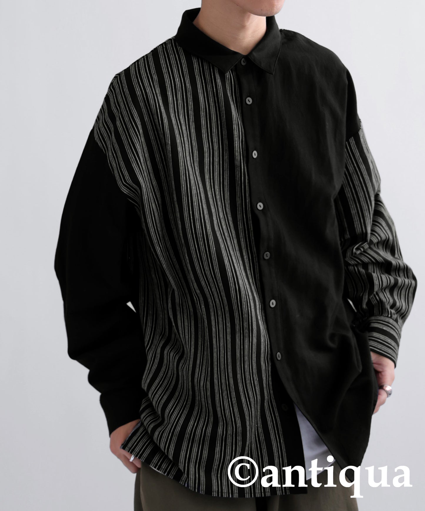 Different material docking shirt Men's