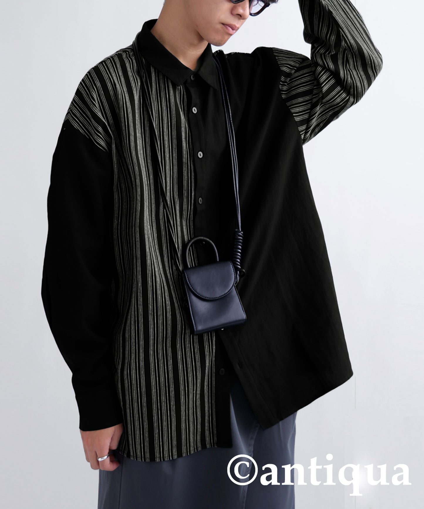 Different material docking shirt Men's