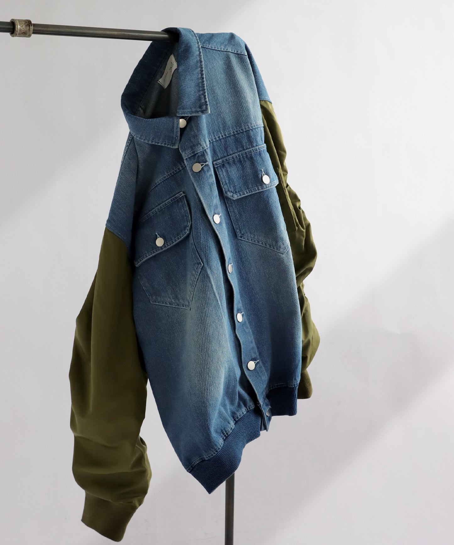 Different Material Docking Denim Jacket Ladies